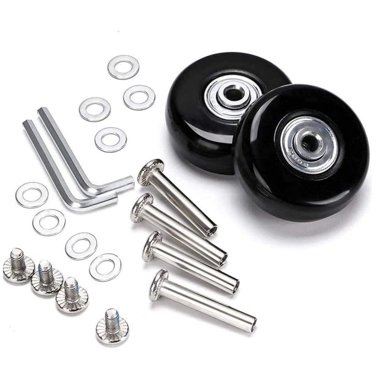 CLISPEED 2Sets Rubber Wheels Luggage Replacement Suitcase Wheels Practical Caster for Travel Luggage Bags Easy Repair Parts image number 2