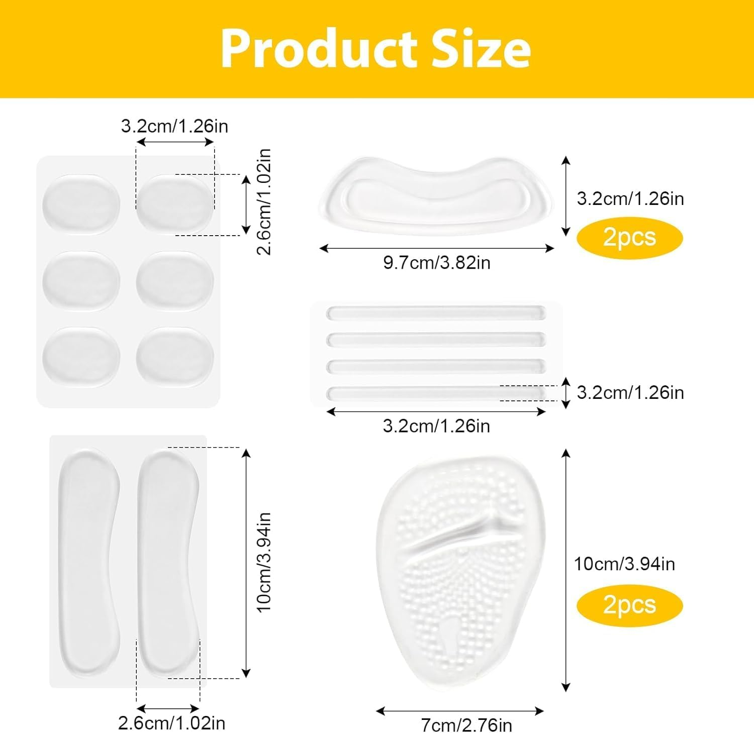16 Pcs Self-Adhesive High Heel Insert,Clear Self-Adhesive High Heel Insert Gel Liner for Loose Shoes, Anti-Slip Heel Grip Protector to Prevent Blisters & Stop Heel Slip, Comfortable Gel Back Pads image number 6