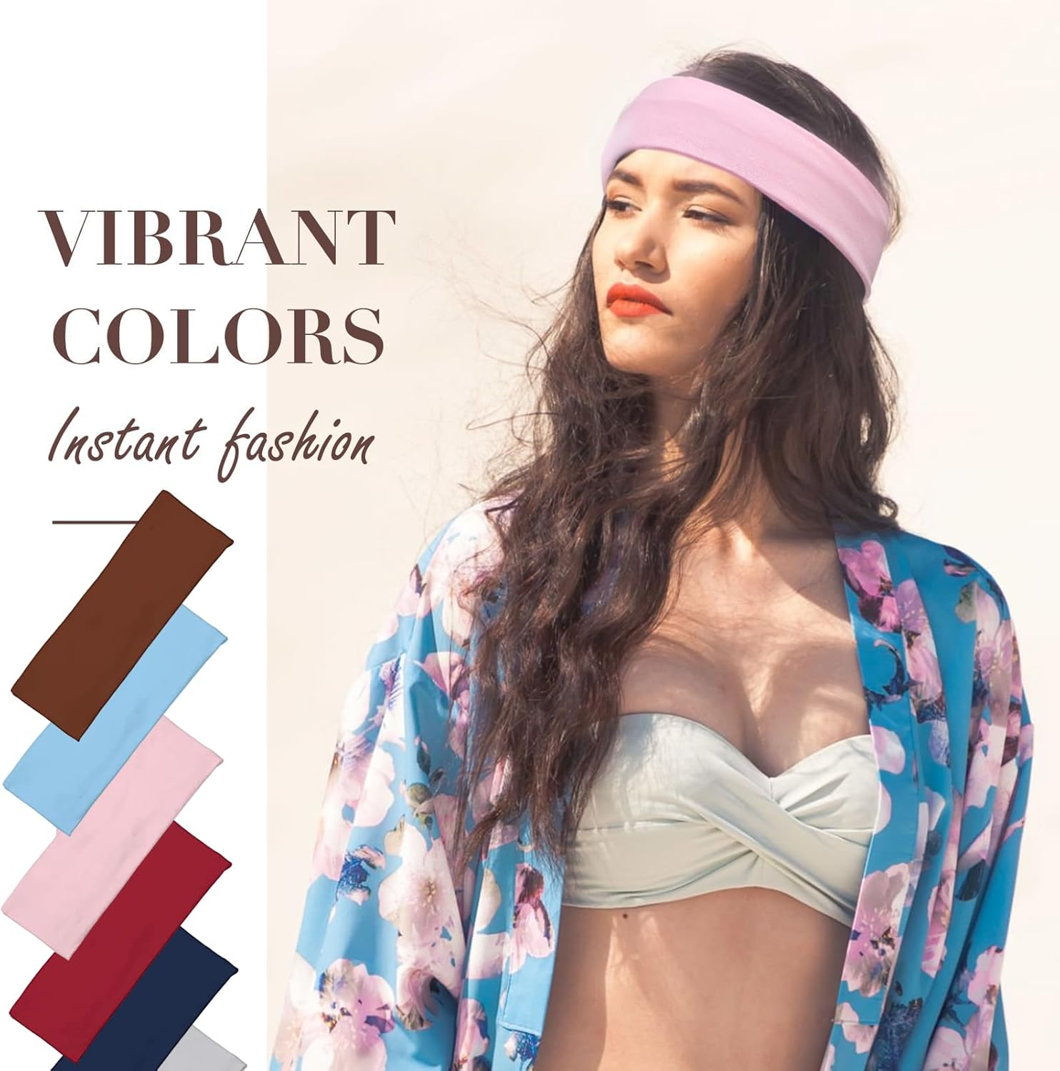 Custelen 8-Pack Sport Headbands for Women - Elastic Soft Fabric Non-Slip Hair Bands for Daily Workout, Yoga, Running, and Sports image number 1