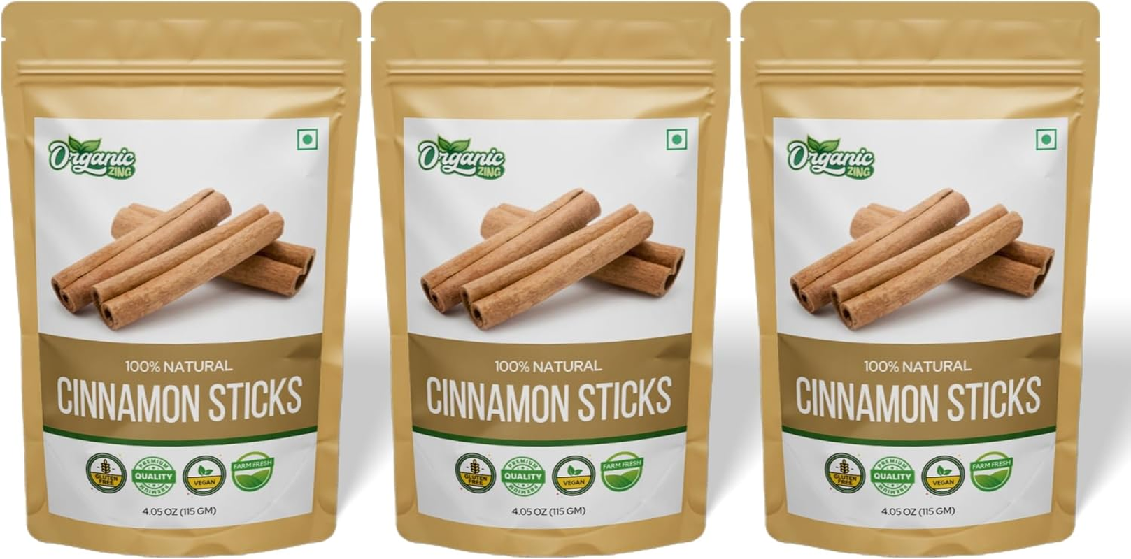 Organic Zing Cinnamon Bark - 115 G / 4 Oz (Pack of 3) | Whole Spice Bark for Cooking, Tea & DIY Food Recipes image number 3