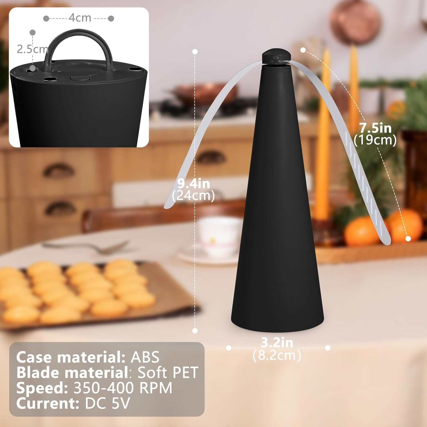 Fly Repellent Fan, Geeric Fly Fans for Tables Suspensible Hook Portable Ceiling Fan for Repels Bugs Mosquito Plant Gnat Traps In/Outdoor Home Camping BBQ Picnic Odorless Safety Keep Fly Away from Food image number 2