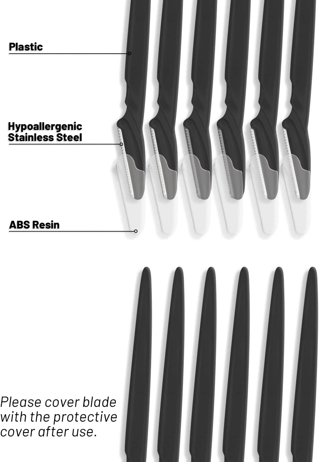 Mohern Eyebrow Razor for Women, 12 Pcs Dermaplane Razor for Women Face, Multipurpose Black Face Razors for Women and Men By