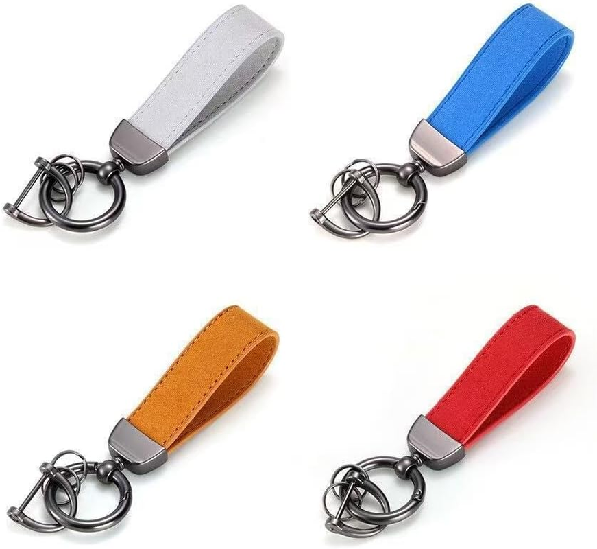 Leather Car Keychain,Creative Personality Leather Car Key Fob,Car Accessories Universal Key Fob Keychain for Men and Women image number 4
