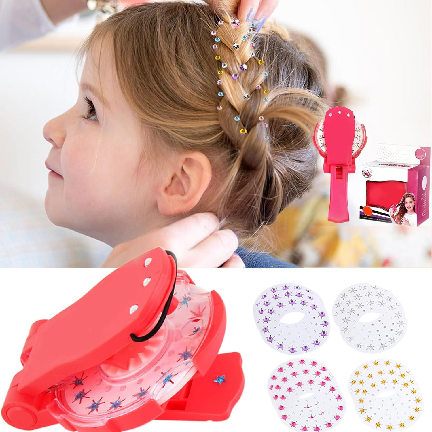 Hair Bedazzler Kit, 180 Pieces Glitter Stones and 1 Piece Diamond Hair Machine, Hair Gemstone Styler, Hair Glitter Machine, for Brightening Hair, Clothes, Accessories image number 3