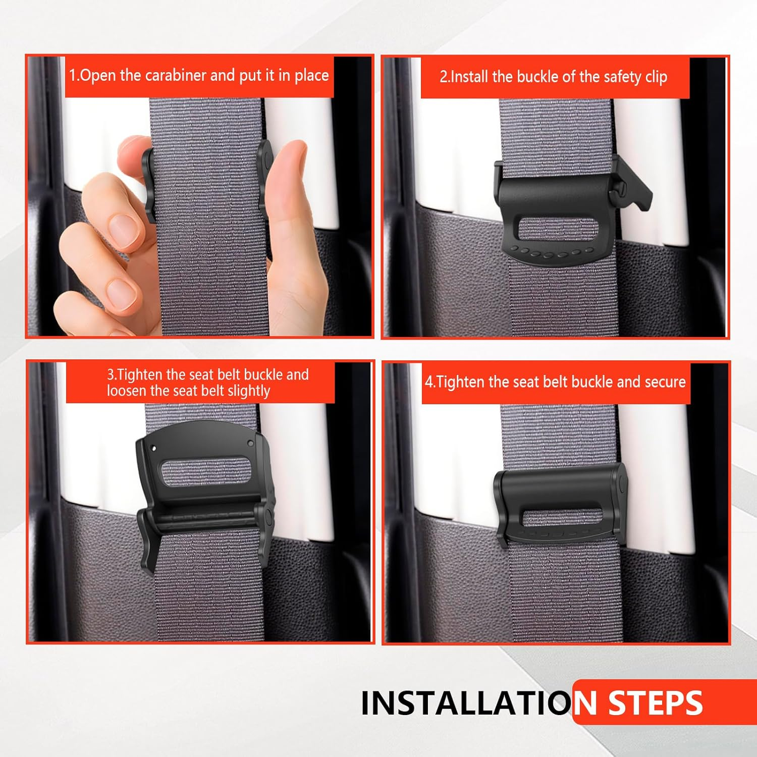 2PCS Car Seatbelt Adjuster, Universal Auto Seat Belt Clips for Adults/Kids, Comfort Car Shoulder Neck Protector Strap Positioner, Seatbelt Locator Retainer Locking Clips for Car, SUV (Black) image number 2