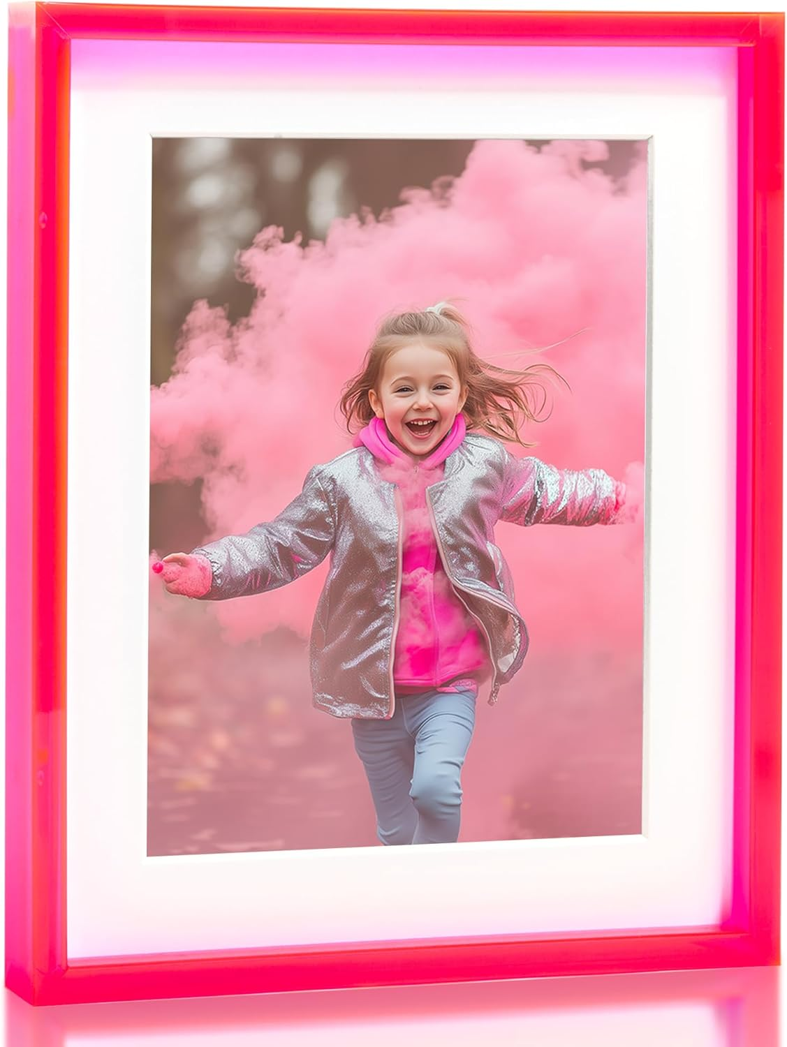 FARWAYVIEW Blue 4X6 Acrylic Picture Frame with Mat Neon Modern Colorful Tabletop & Wall Mount, Bondi Blue