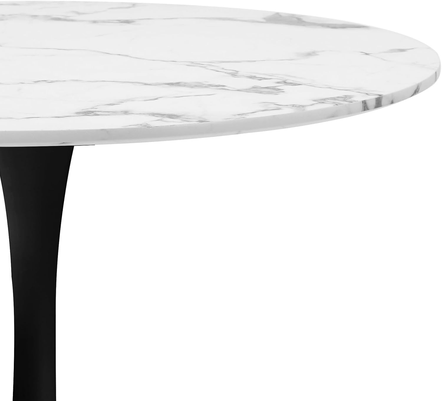 Oikiture 60Cm Dining Table with Marble Top and Metal Leg, round Kitchen Table White and Black image number 4