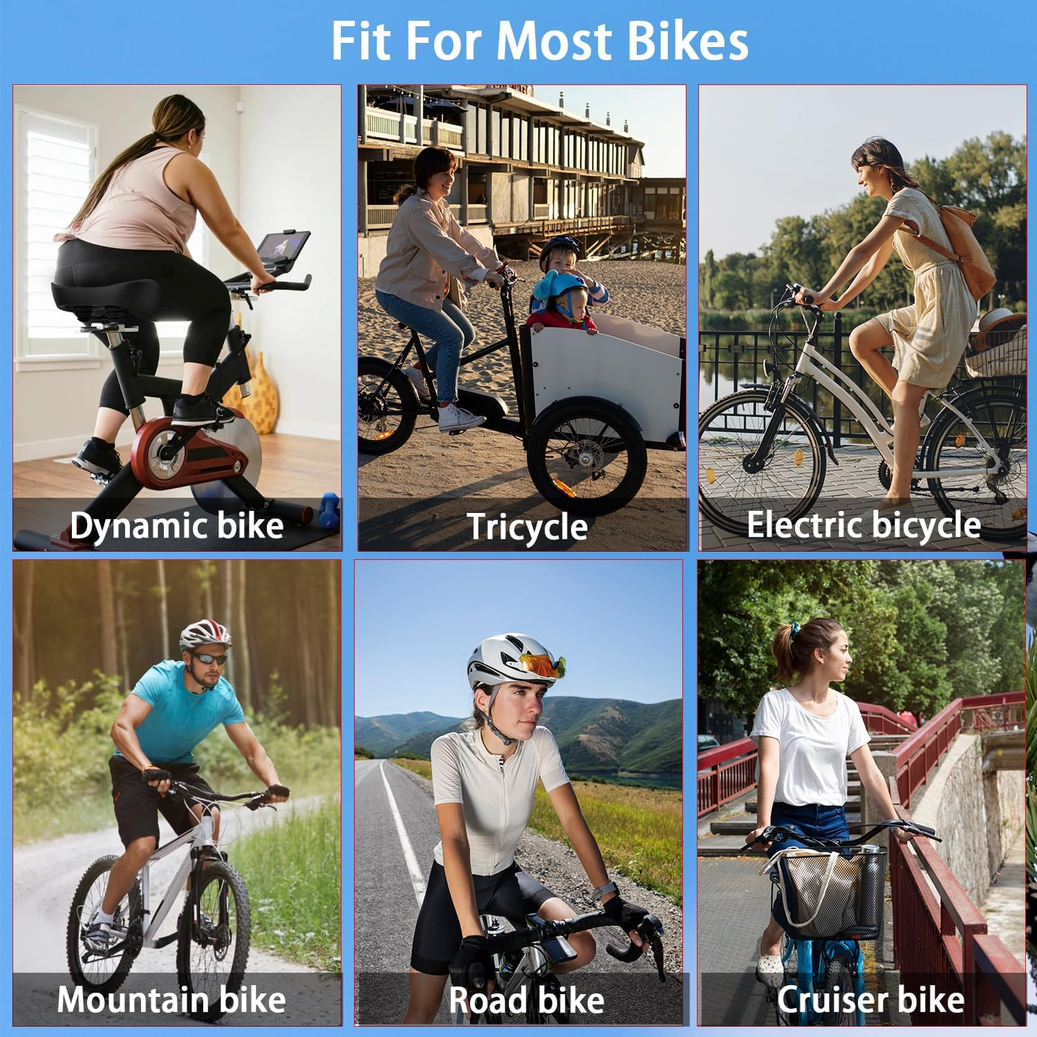 Upgrade Extra-Wide Noseless Bike Saddle with Memory Foam, Waterproof & Super Comfort, Compatible with Peloton Bikes, Exercise Bikes, Ebikes and City Bicycles image number 5