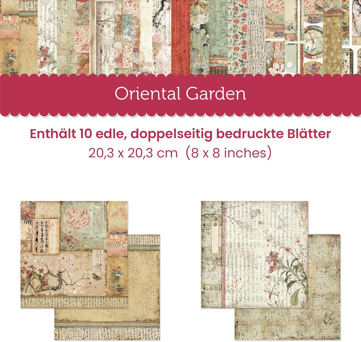 STAMPERIA International, KFT Paper PAD 8X8 10PK Oriental G, 20.3 X 20.3 (8" X 8"), Multicoloured image number 4