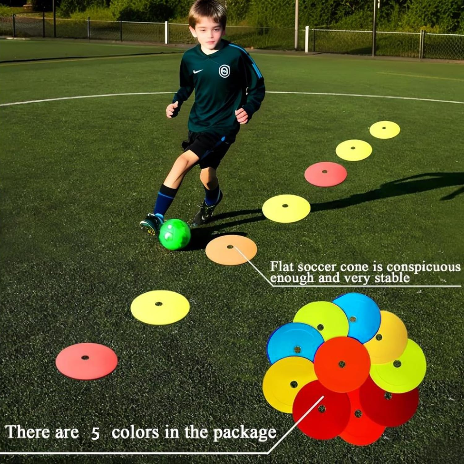 10PCS Flat Cones Spot Markers, Spot Floor Point Markers,Suitable for Agility Training,Football,Basketball,And Sports Training, anti Slip Training Markers
