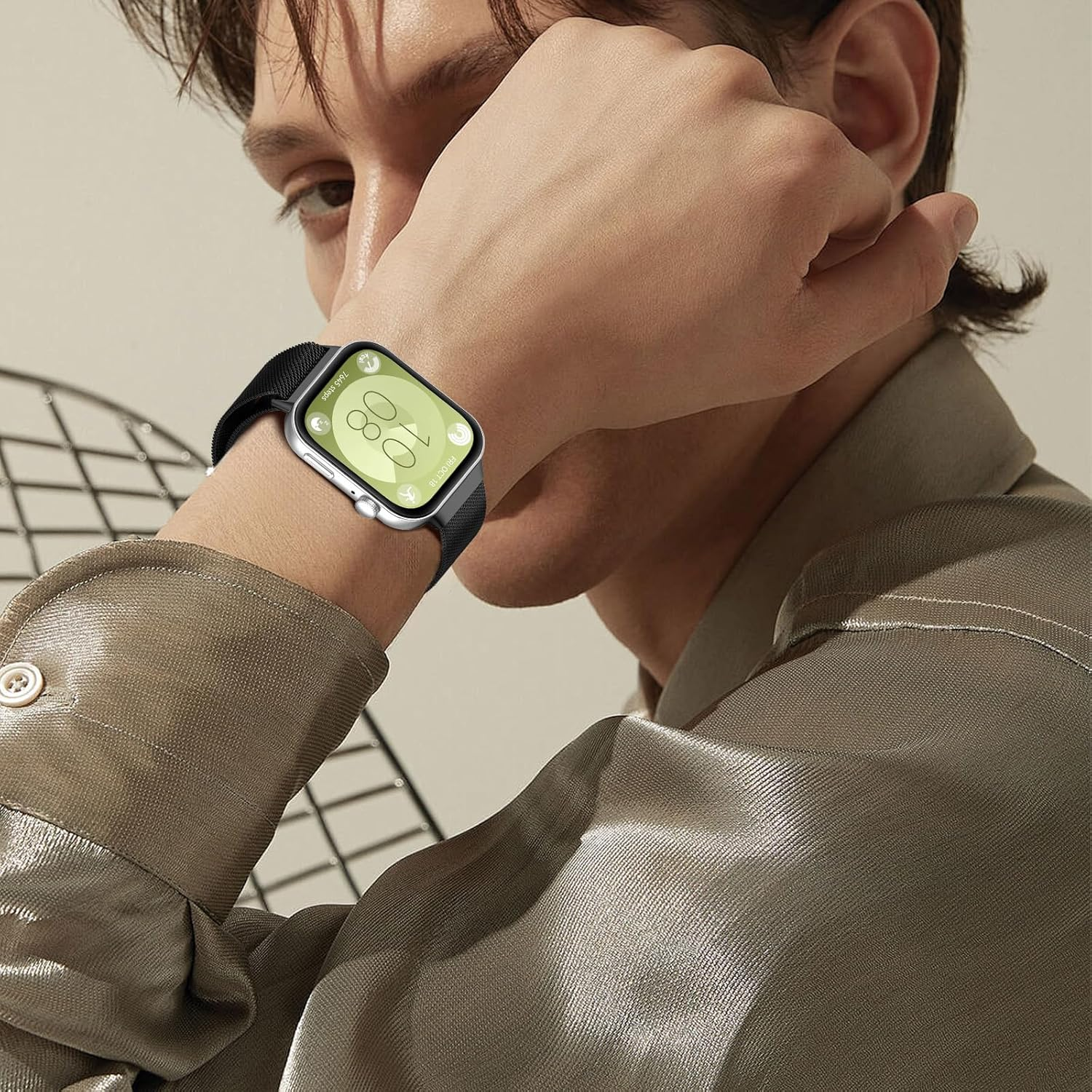 Hinnwer Bracelet for Huawei Watch Fit 3 Magnetic Watch Strap Stainless Steel Metal Replacement Strap Stainless Steel Strap Quick Release for Huawei Watch Fit 3 - Gray image number 3