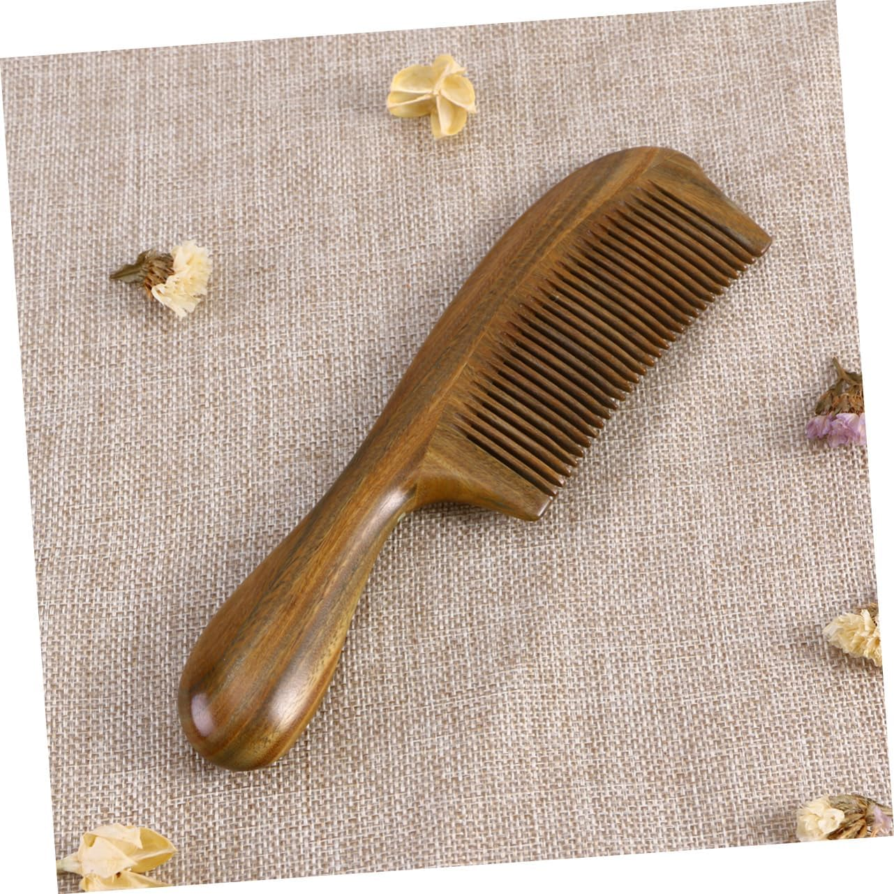 CTIRCHIU Natural Sandalwood Hair Comb with Thick Handle Close Teeth Static Wooden Beard Comb for Scalp Massage and Hair Care Lightweight Travel Friendly Two Styles Random image number 2