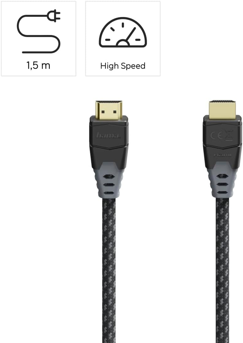 Hama German High Speed HDMI&trade; Cable, Plug-Plug, 8K, Ethernet, Fabric, Gold-Plated, 1.5 M image number 3
