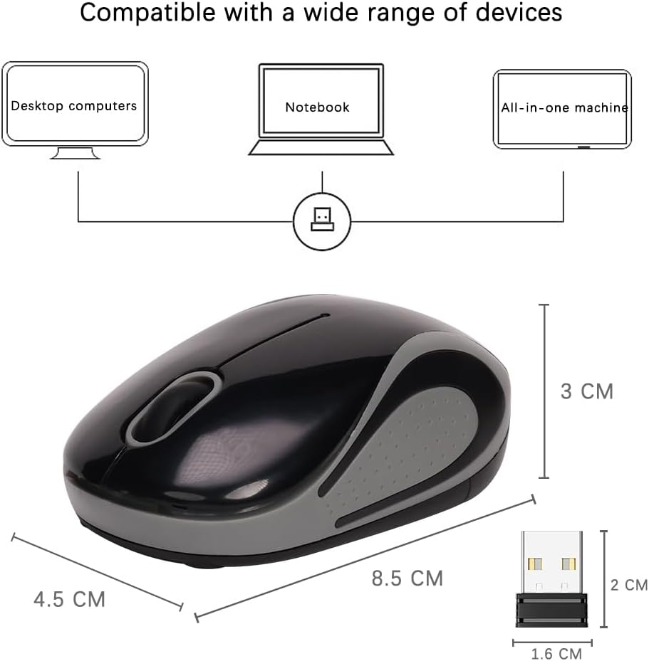 Wireless Mouse for Laptop, SUIJIEEN 2.4G Silent Mouse Wireless Bluetooth Mouse for Mac, Macbook Pro/Air, Ipad, and PC Small Portable,Black