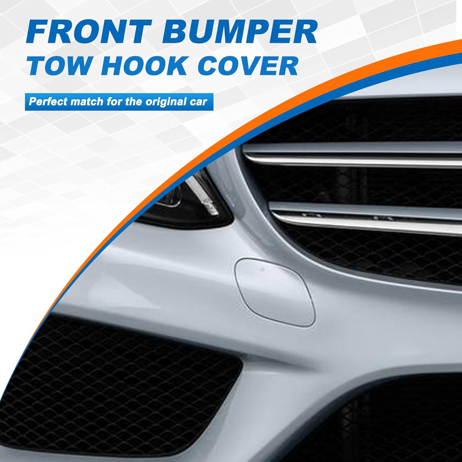 Front Bumper Tow Hook Cover Towing Eye Cap Trailer Cover Fit for Mercedes-Benz W205 C-Class Sedan C300 C400 C43AMG 2015-2018(Only Applicable to Sports Models)A2058850724 (Black, Right Passenger Side) - Black Right Passenger Side image number 5