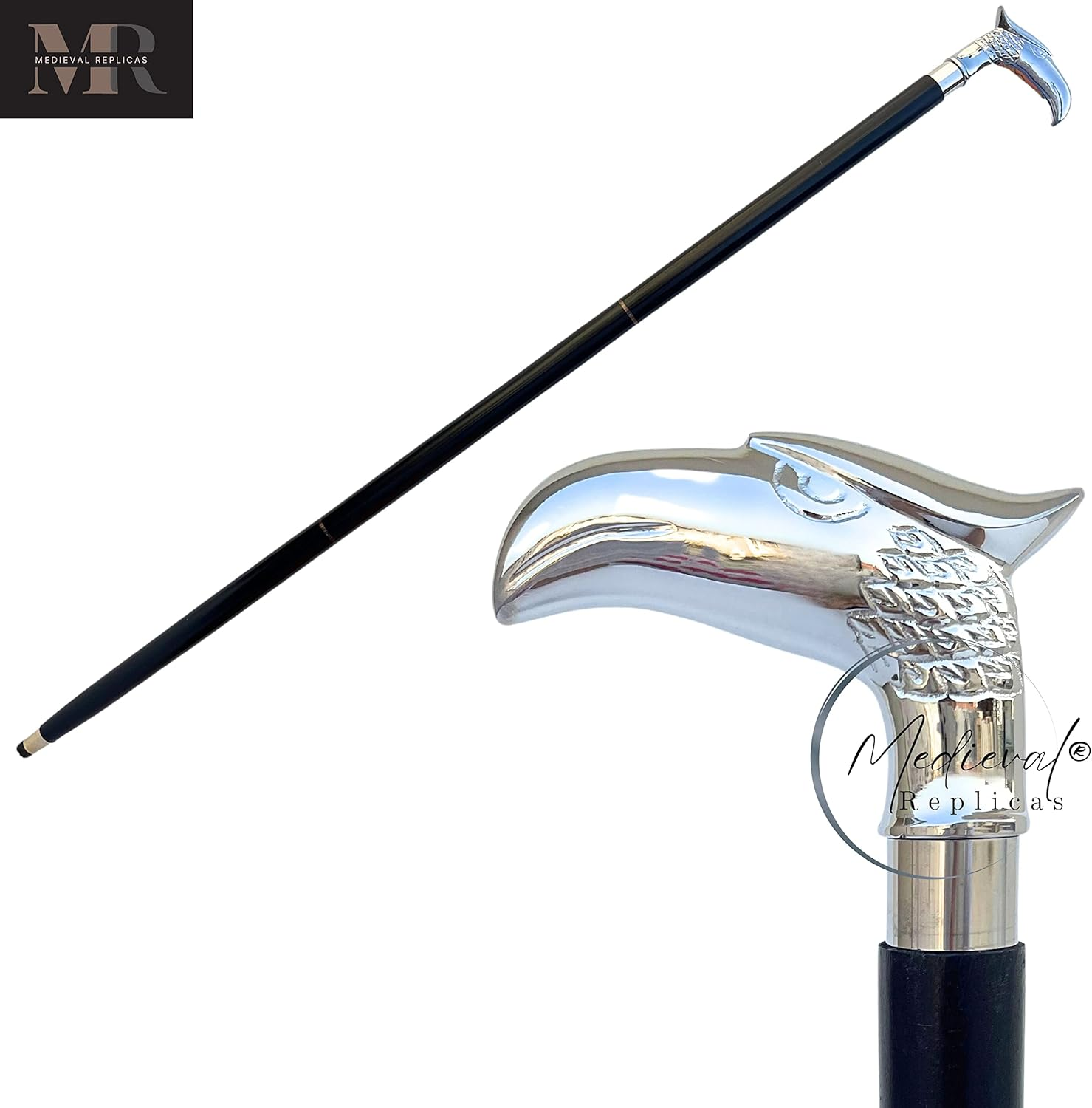 (Eagle) - Sale on - Wooden 37" Decorative Walking Cane/Walking Stick Premium Quality Rare Eagle Head Decorative Prop with Nickel Plated Brass Handle (Symbol of Power and Strength) - Unique Gifts