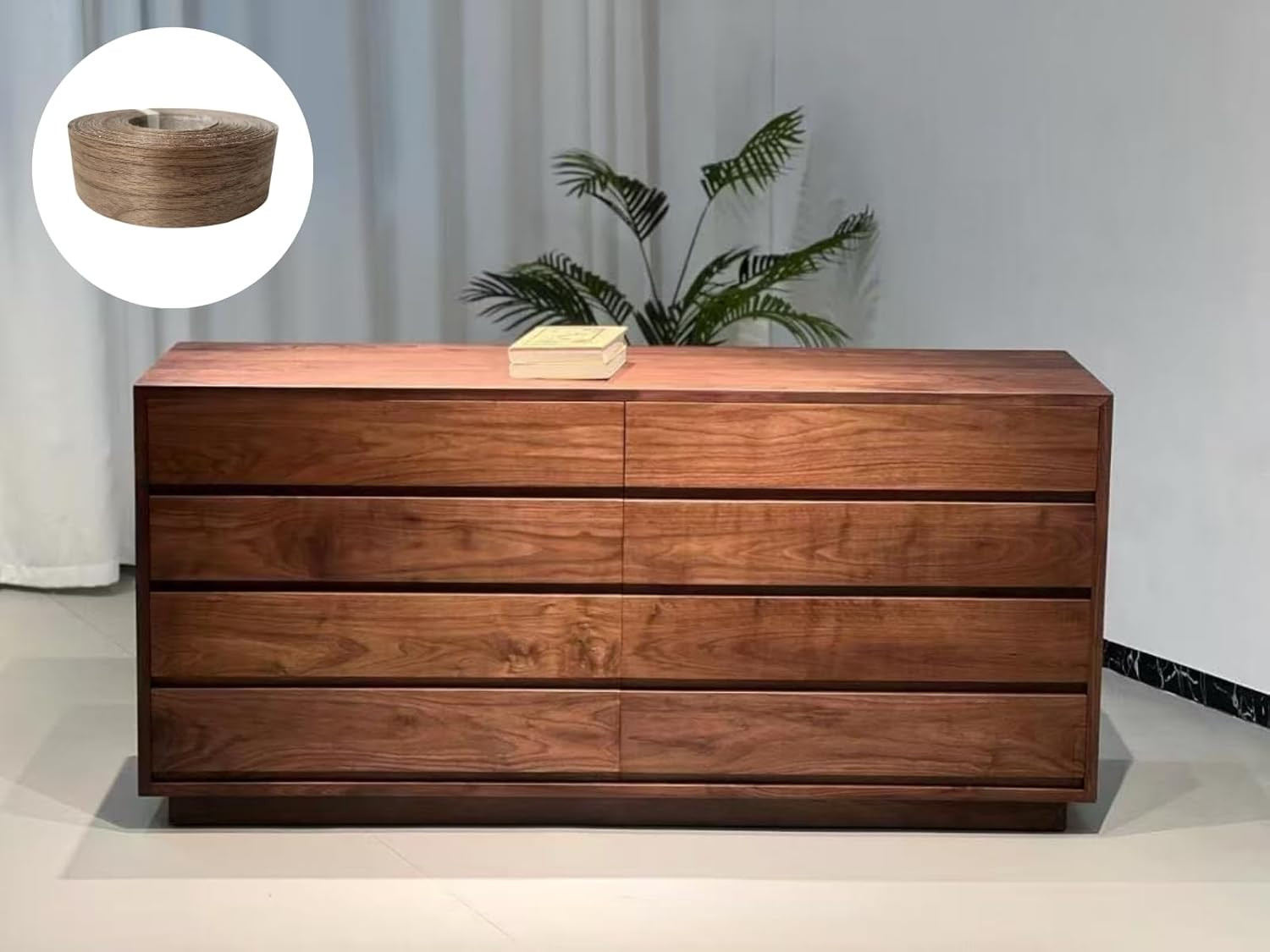 Preglued American Walnut Wood Veneer Edging, Plywood Edge Banding, Flexible Wood Tape, Iron on Easy Application Veneer Edging with Hot Melt Adhesive Back (2.2Cmx15M) image number 3