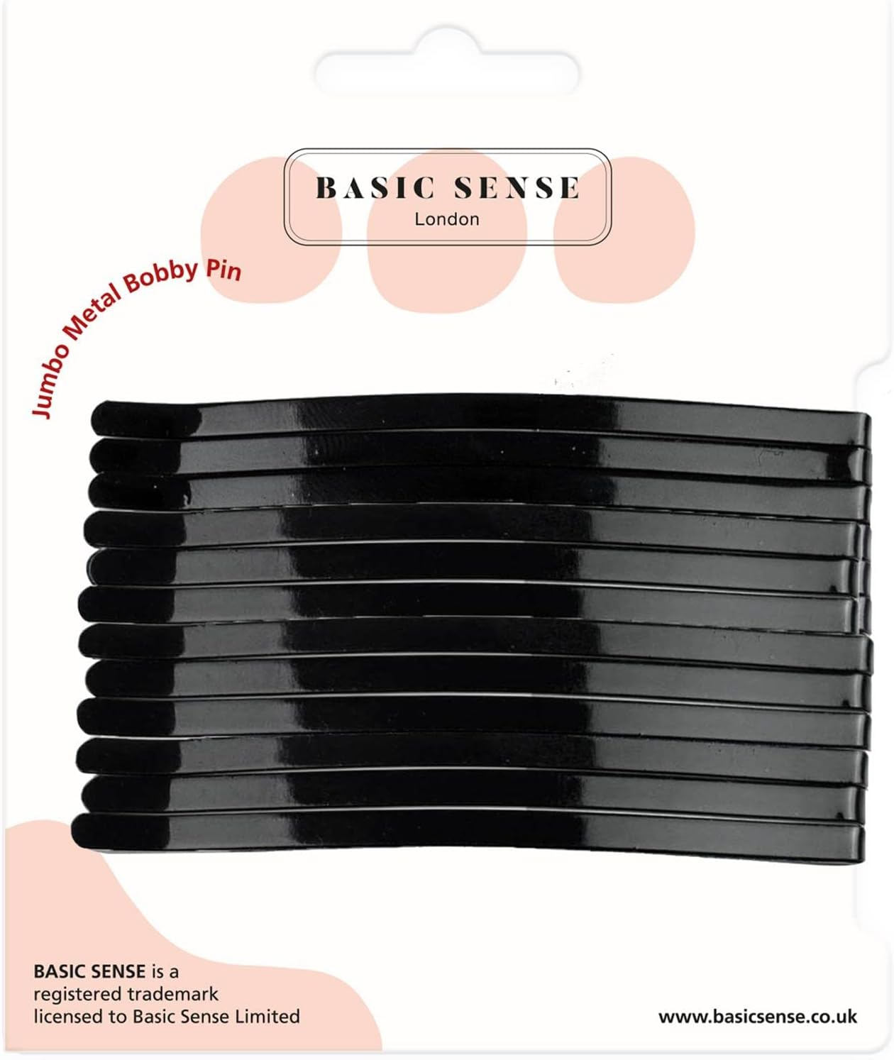 Basicsense Jumbo Metal Hair Pins Sturdy & Durable Long Last Strong Bobby Slides Clips for Thick Hairpins (Brown, L)