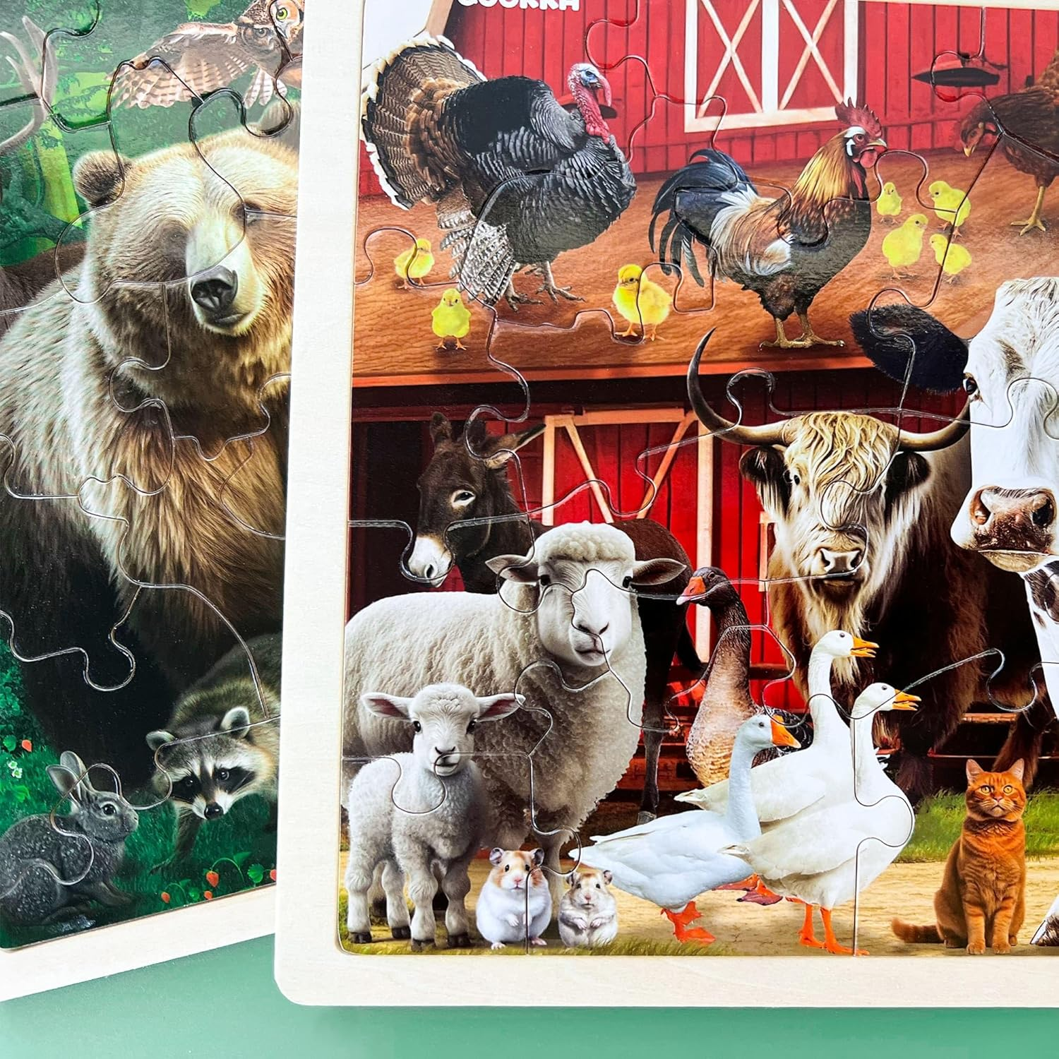 QUOKKA 4SET Puzzles for Kids Ages 4-6 - 48 Pcs Wooden Toddler Realistic Montessori Puzzles Ages 3-5 - Wild Animals Africa Ocean Farm Learning Games for Boys and Girls 4-8 Year Olds image number 5