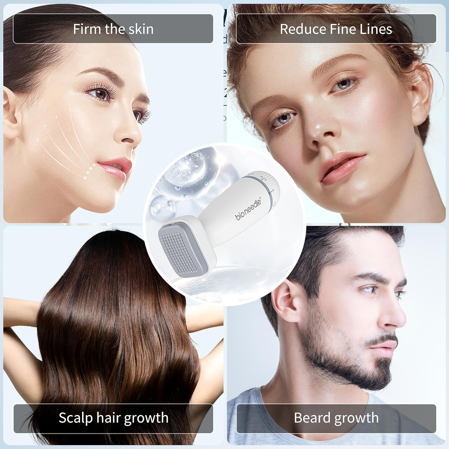 Bioneedle Derma Stamp 120 Microneedling Titanium Adjustable Dermastamp 0-2Mm Derma Roller Microneedling Pen for Hair Growth Facial Skin Care image number 5