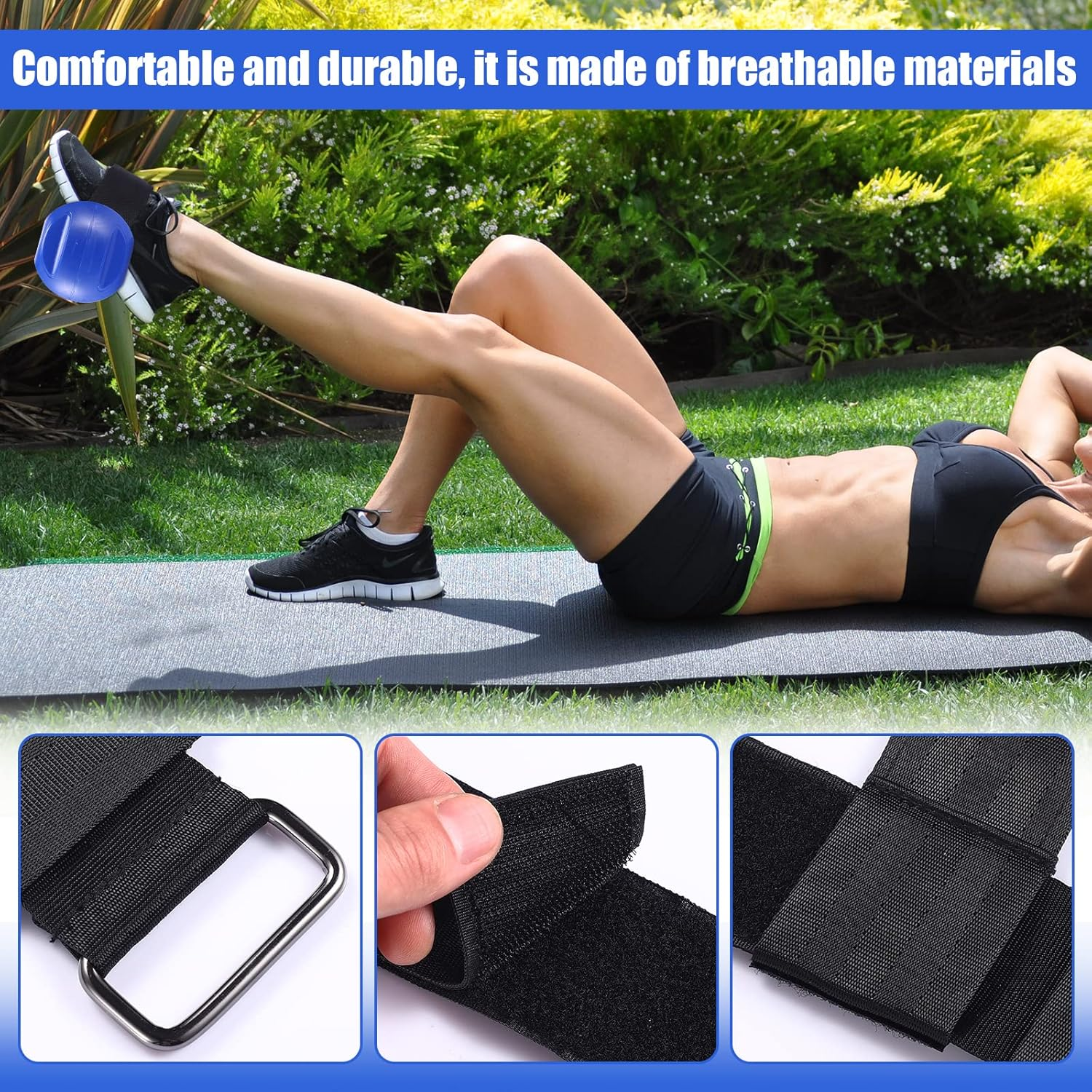 TOBWOLF 2PCS Tibialis Trainer, Adjustable Weights Dumbbell Ankle Straps, Ankle Weights Lifting Foot Weights Ankle Band for Leg Curl Kickbacks Leg Extensions Booty Workouts Lower Body Strength Training image number 4