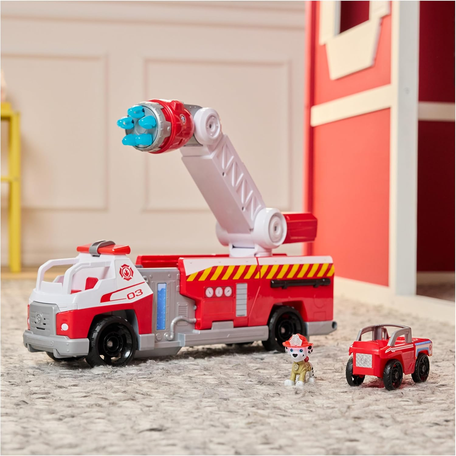 PAW Patrol Fire Rescue: Rapid Reload Fire Truck with Marshall Figure, Quick-Fire Launcher, Lights and Sounds, Kids Toys for Boys and Girls Ages 3 and Up image number 6
