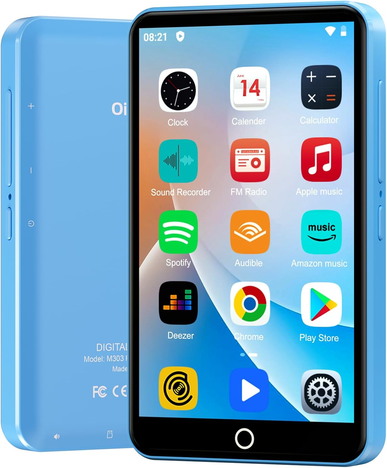 80GB MP3 Player with Bluetooth and Wifi, Mp3 & Mp4 Music Player with Spotify, Amazon Music, Deezer, Audible, Browser, 4.0" IPS Touch Screen Android Player with Speaker, FM Radio, up to 512GB (Blue)