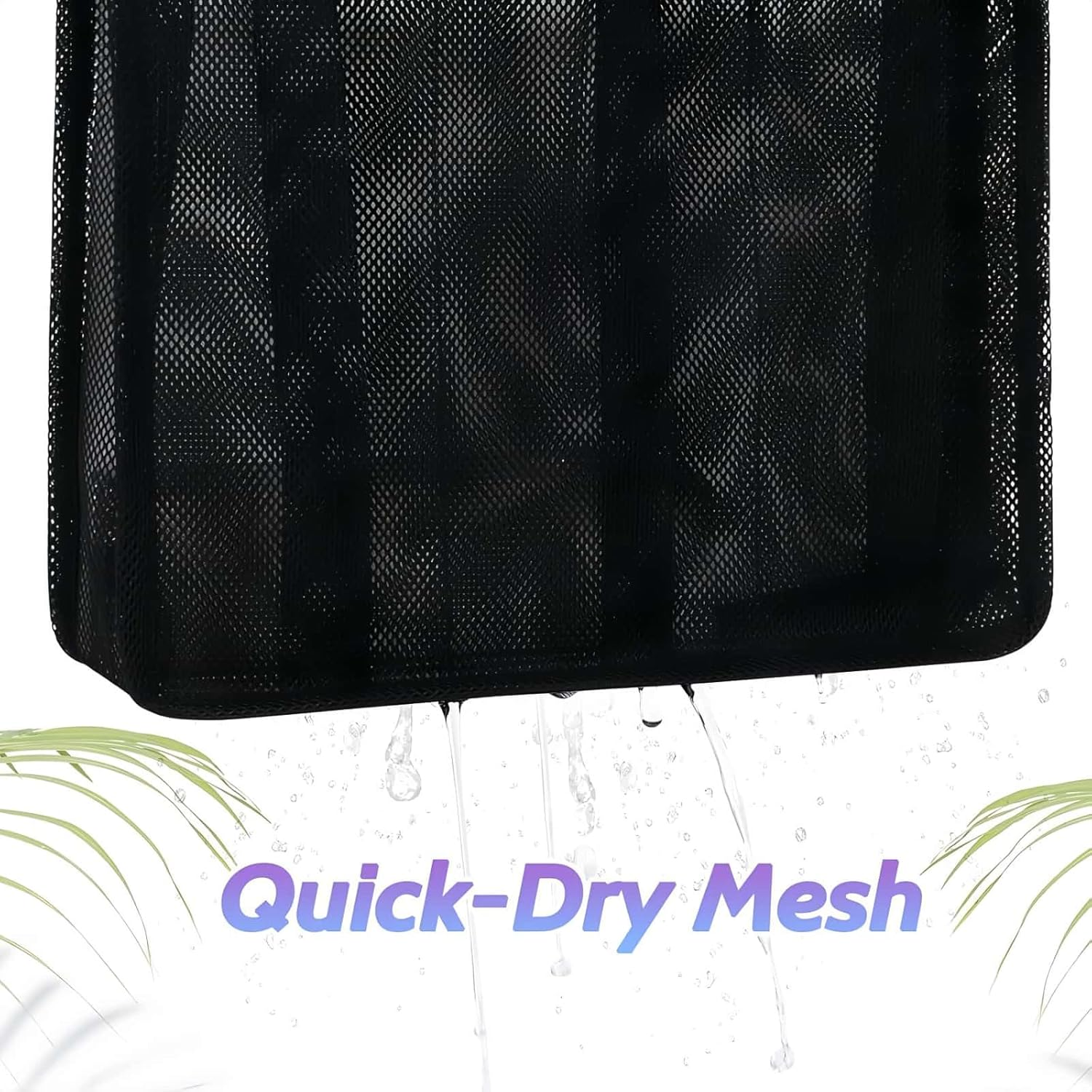 HOLDAWN Portable Toiletry Bag, Quick Dry Mesh Shower Organizer Bags for Travel, Gym, Beach, Bathroom, University Essentials (Black) image number 2