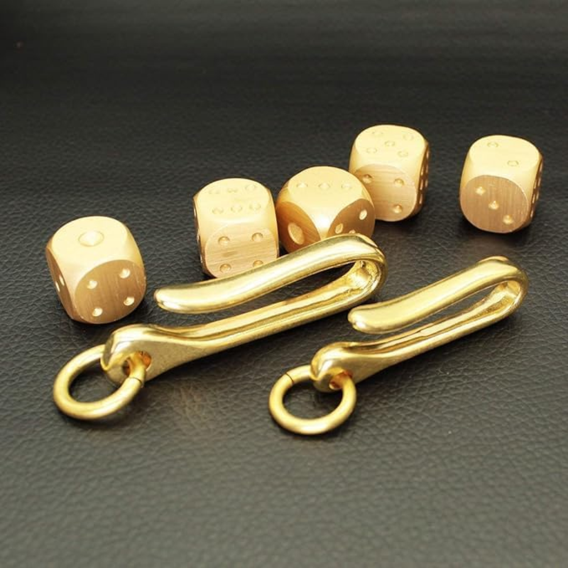 Solid Brass U Hook Key Loop Pocket Clip with Ring, Simple Style Car Keychain for Men Women image number 6