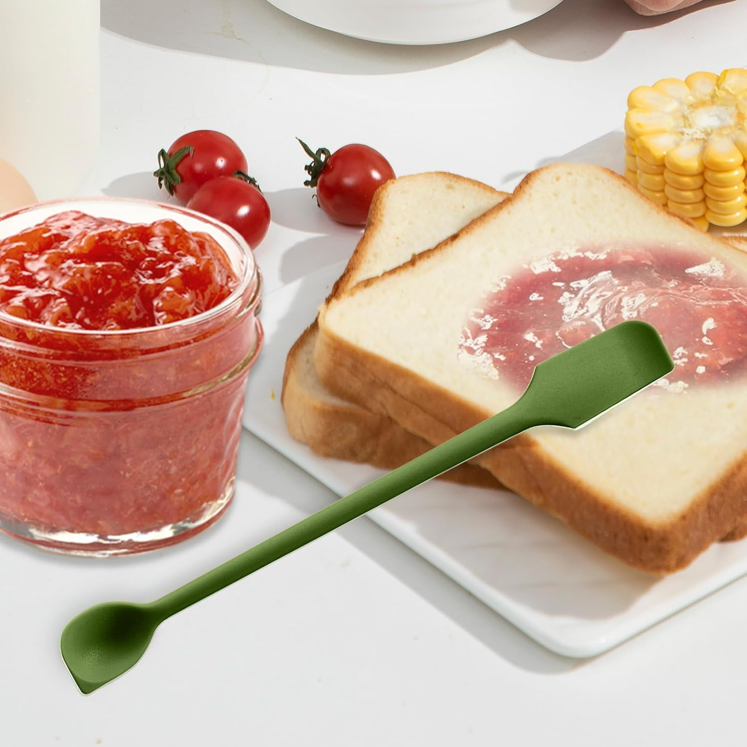 Jar Scraper Spatula - Double Ended Silicone Spatula, Ergonomic Flexible Design, Easy to Clean, Non-Stick Kitchen Tool | Jar Scraper Spatula Baking Supplies for Cake, Bread, Cream, Condiments, Spreads - Pink image number 3