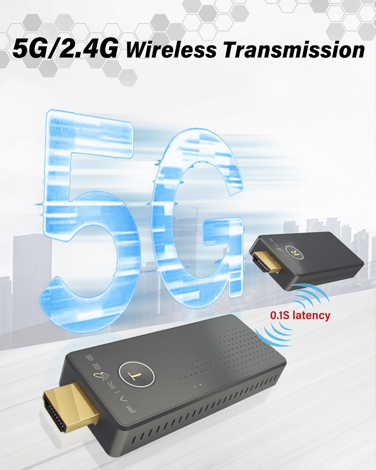 Wireless HDMI Transmitter and Receiver 4K, Plug & Play Portable Wireless Hdmi Extender, Support 2.4/5.8Ghz for Streaming Video&Audio from Laptop/Camera/Cable Box to Monitor, Projector, HDTV image number 6