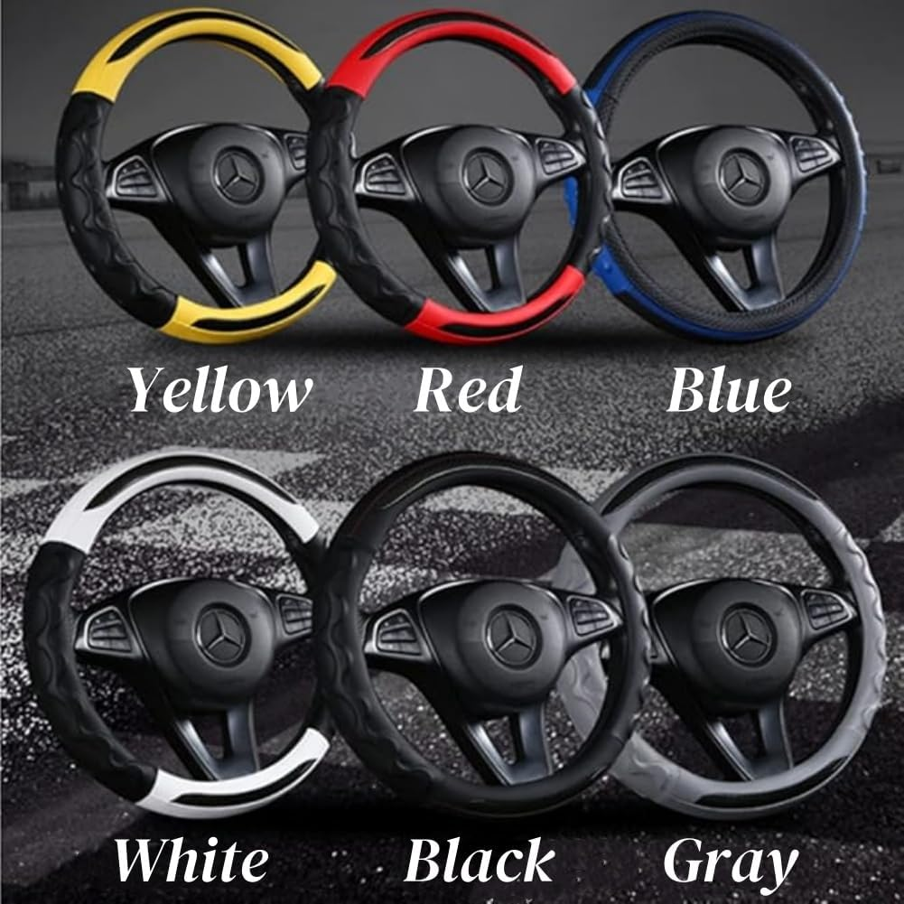 RAKSONIC Car Steering Cover Breathable Lightweight Car Steering Cover Anti-Fouling Comfortable Grip 3D Grip Anti-Slip Suitable for All Seasons Car Accessories 38 Cm O-Type