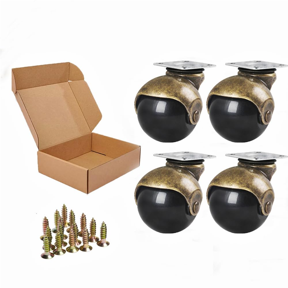 Anyke 1.5" Ball Caster Small Caster Wheels for Sofa Furniture,Bench & Ottoman Using for Hardwood Floor (Antique Gold,Pack of 4) image number 6