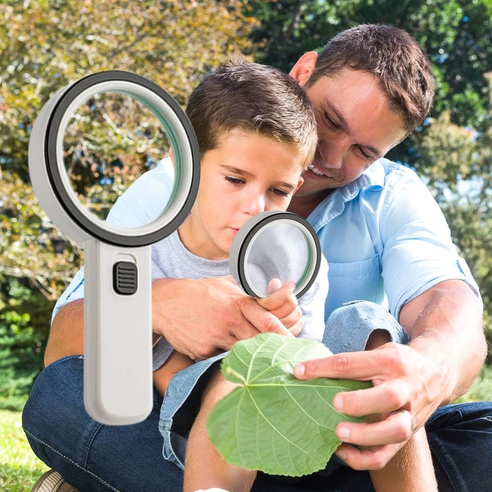 30X Magnifying Glass with Light - Handheld 12 LED Lighted Illuminated Large Lit Magnifier for Kids & Seniors Reading, Jewelers, Coins, Inspection, Exploring image number 4