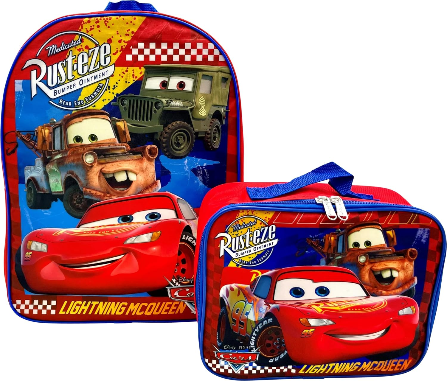 Ruz Disney Kids School Backpack with Lunch Box Set. 2 Piece 15&rdquo; Book Bag and Lunch Box Bundle (Cars) image number 3