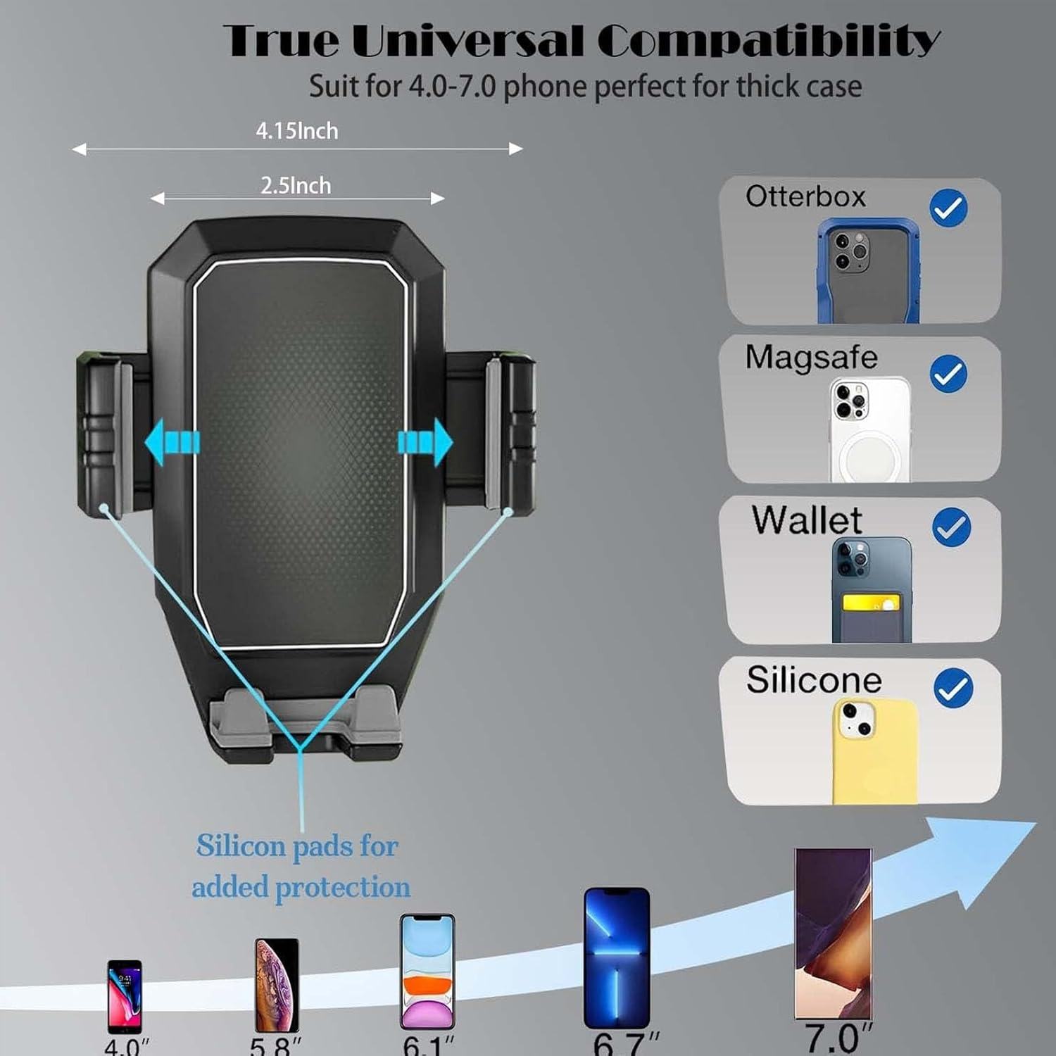 Cell Phone Holder for Truck, Truck Phone Holder Mount Super Suction Cup & Stable, Holder for Truck Dashboard Windshield 16.9 Inch Long Arm Cup Black image number 2