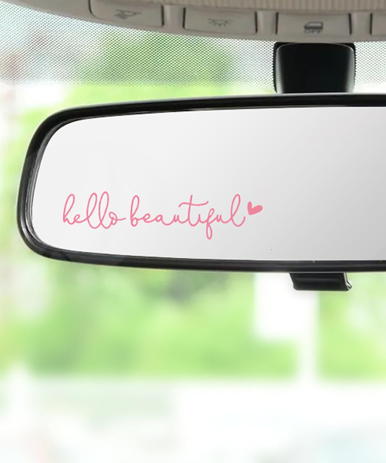 RACOONA Rearview Mirror Decal,Hello Beautiful Decal,Car Accessories Stickers Rearview Mirror Sticker (Blue)