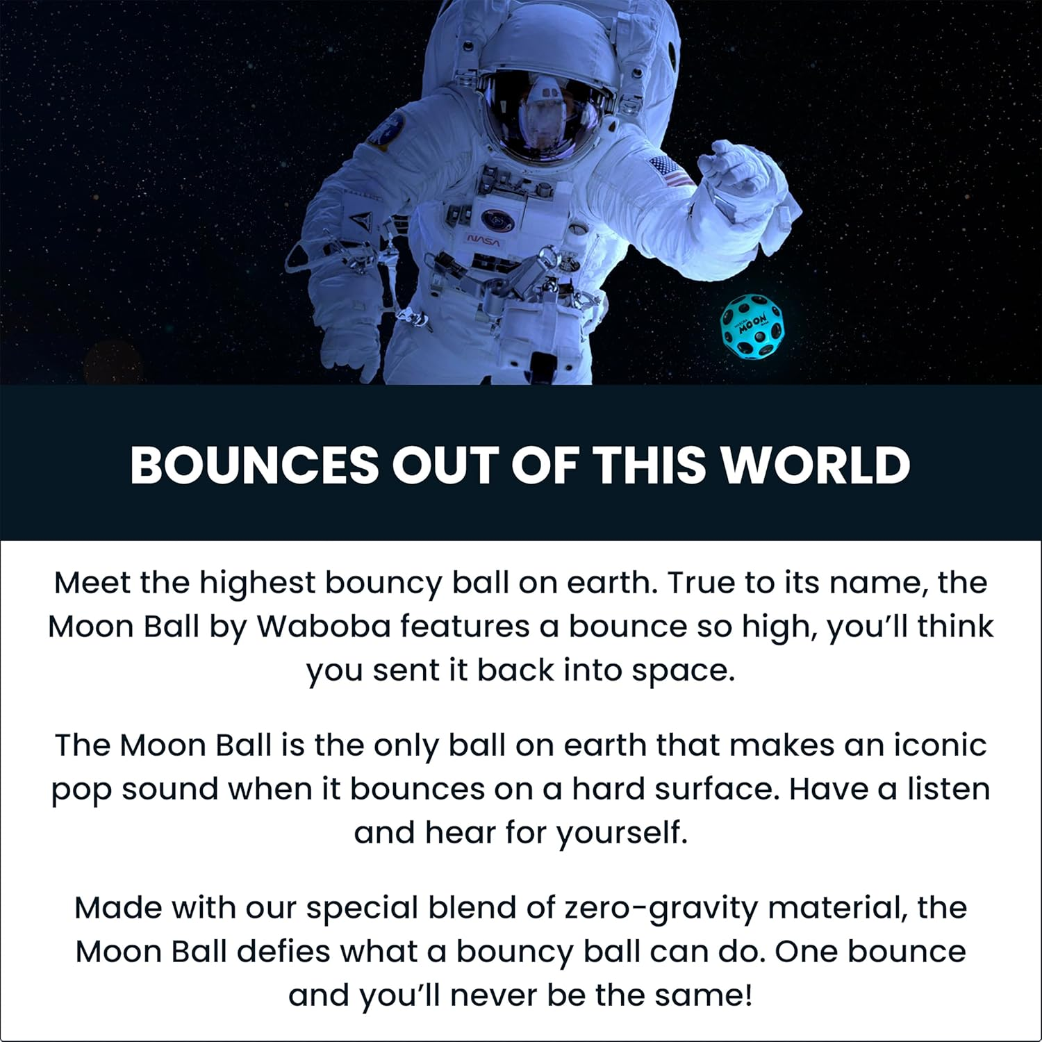 Waboba the Original Moon Ball - Hyper Bouncy Ball - All Ages Extreme Bounce and Fun - Perfect for Active Play and Outdoor Games