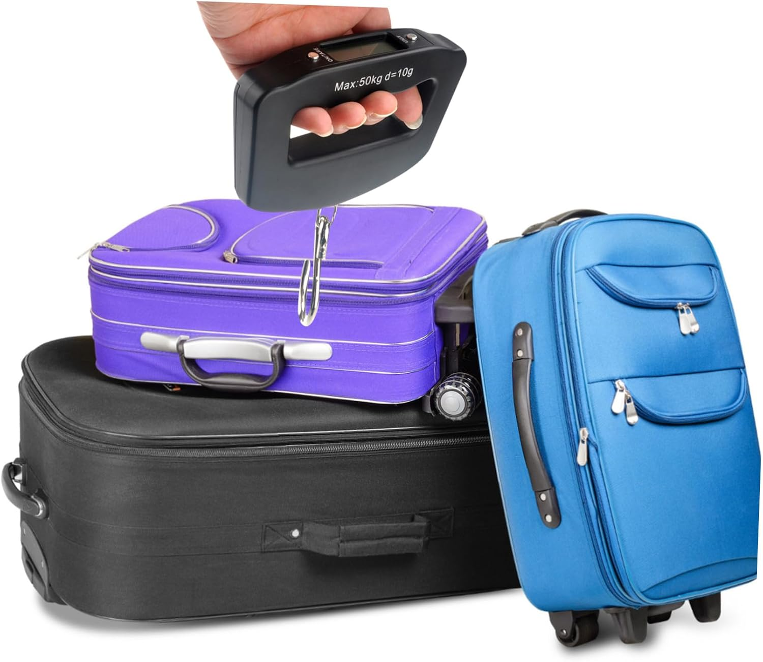 POPETPOP 2Pcs Portable Digital Electronic Scale for Luggage Hand Held Weighing Machine Backlit LCD Display Capacity for Travel and Outdoor Use image number 1