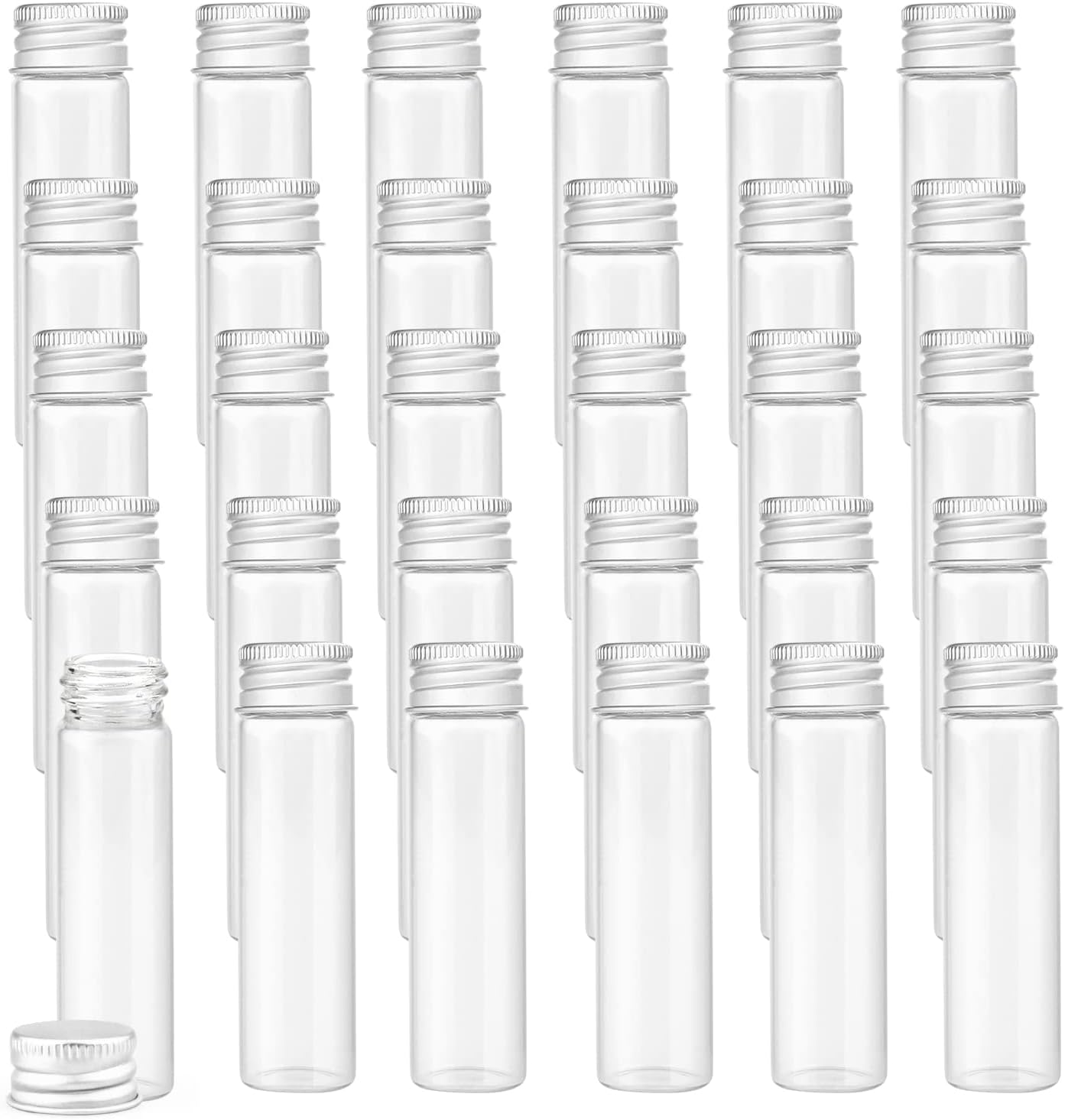 30 Pack 20Ml Glass Sealed Bottles Empty Sample Vials Container Clear Tiny Jars Wish Bottle with Aluminum Screw Lid for Liquid DIY Crafts Party Favors Jewelry Beads image number 4