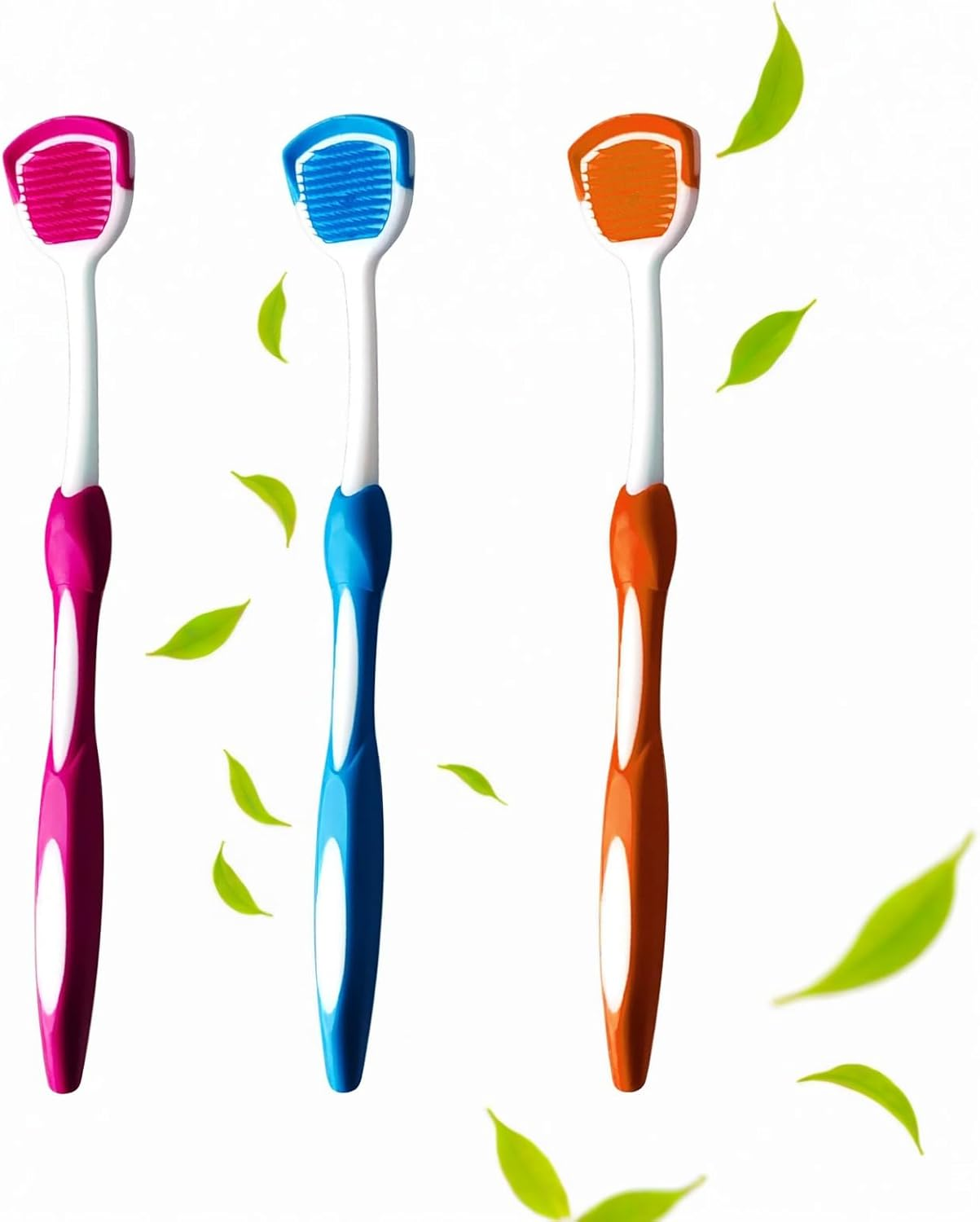 3PCS Tongue Scraper Set, Tongue Cleaner for Fresh Breath, 3 Tongue Scrapers in Blue, Orange, Red image number 3