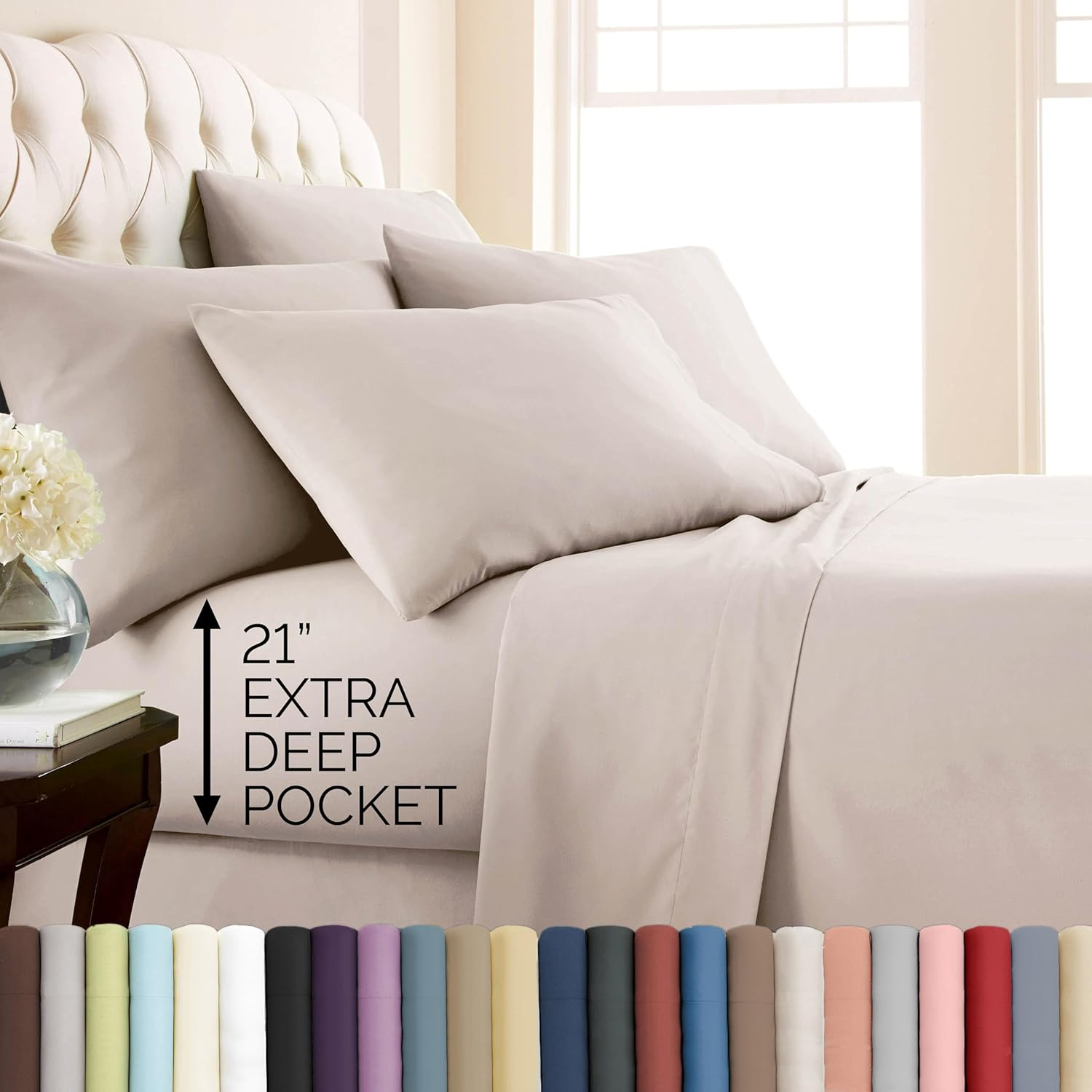 Southshore Fine Linens 6 Piece - Extra Deep Pocket Sheet Set - White - Queen