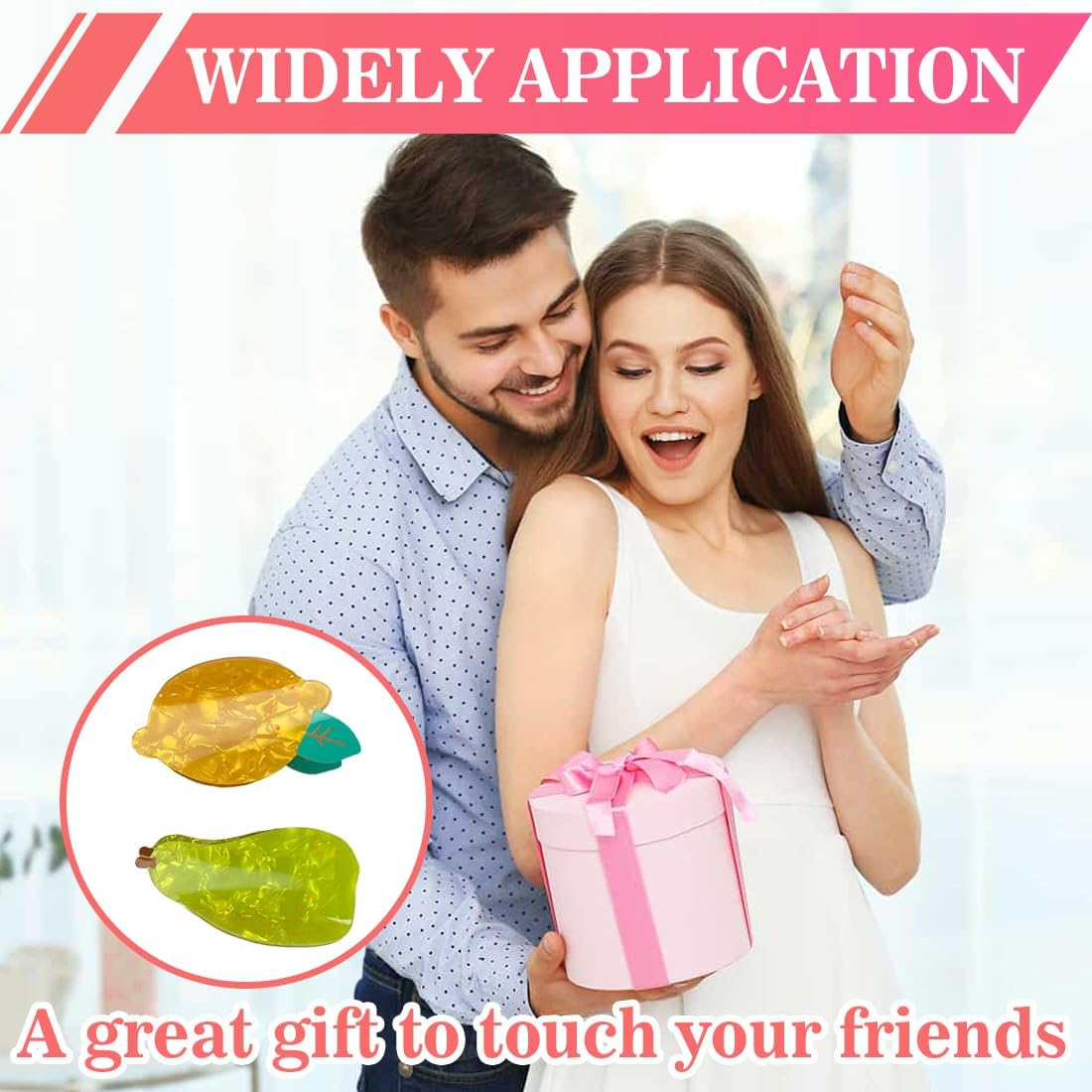 GXGM Set of 2 Fruit Hair Clips Lemon and Pear Shape, Summer Hair Clips for Girls, Cute Design, Suitable for Pool, Travel, Shower, Party, Date image number 5