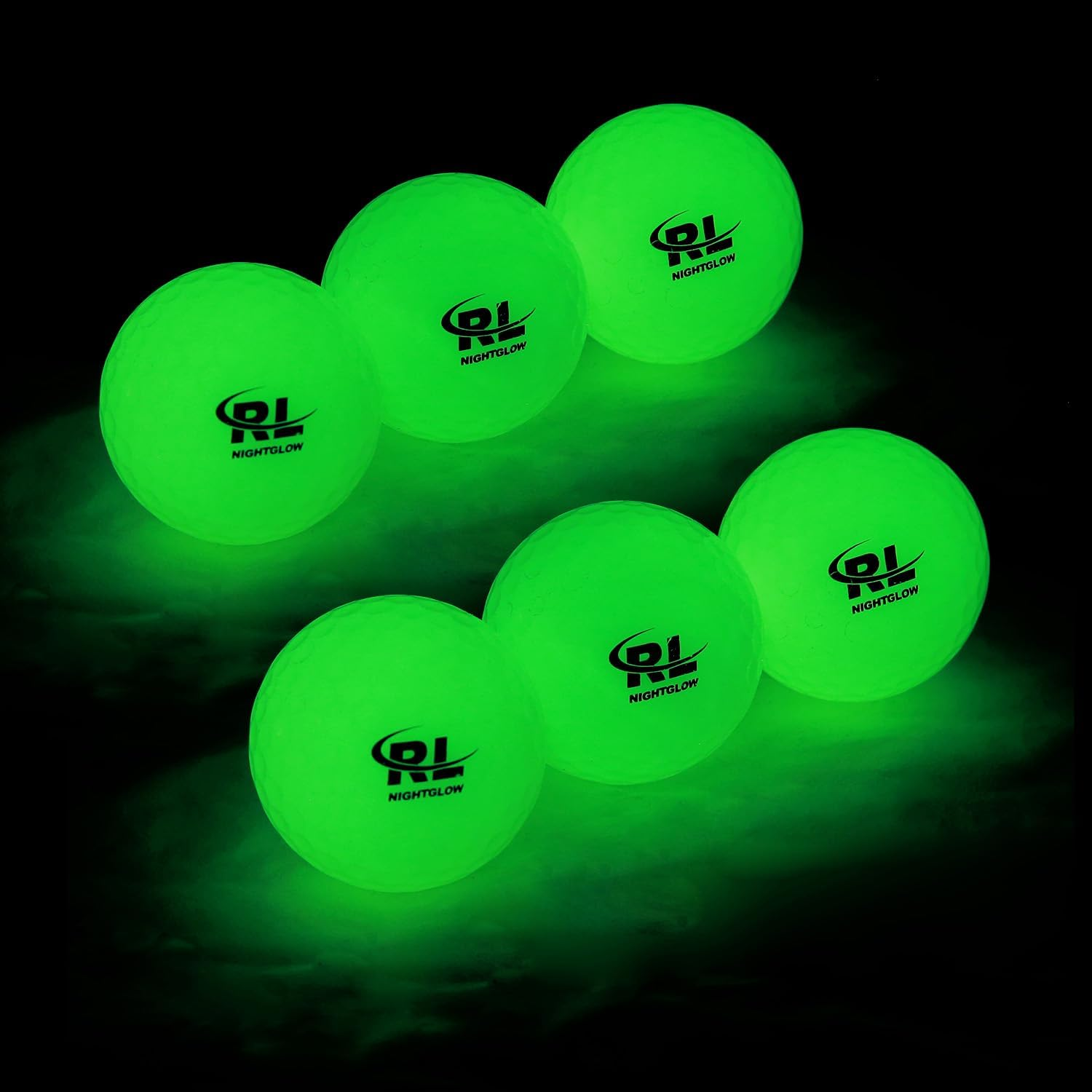 R&L Night Golf Balls Glow in the Dark - Best Hitting Tournament Fluorescent Golf Ball- Long Lasting Bright Luminous Balls Rechargeable with Any Flashlight - NO LED Inside