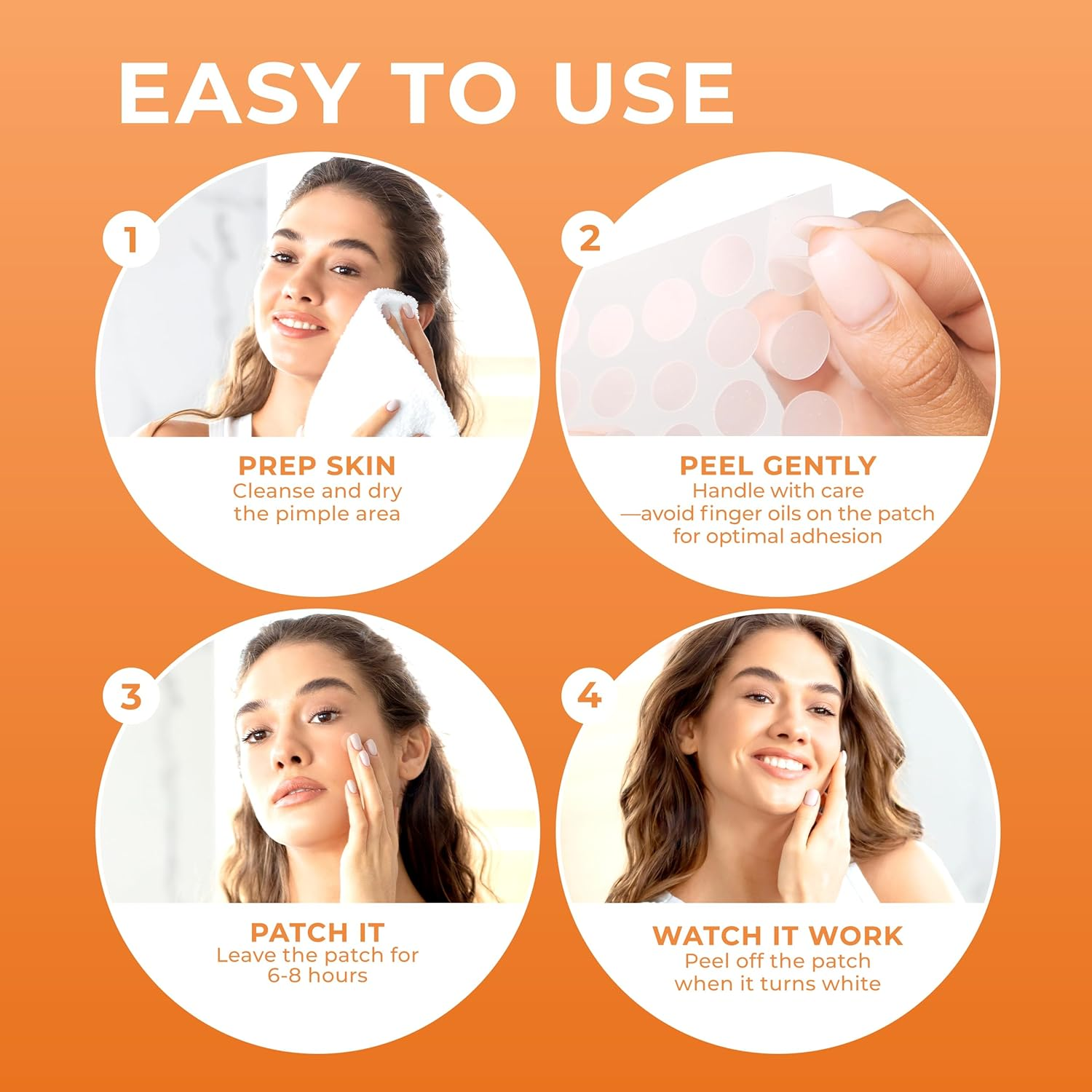 Patchrx Acne Patches (120 Count), Hydrocolloid Pimple Patches for Face - Zit Patch Acne Dots - Cystic Acne Patches Treatment - Pimple Patch with 3 Size Acne Stickers image number 4