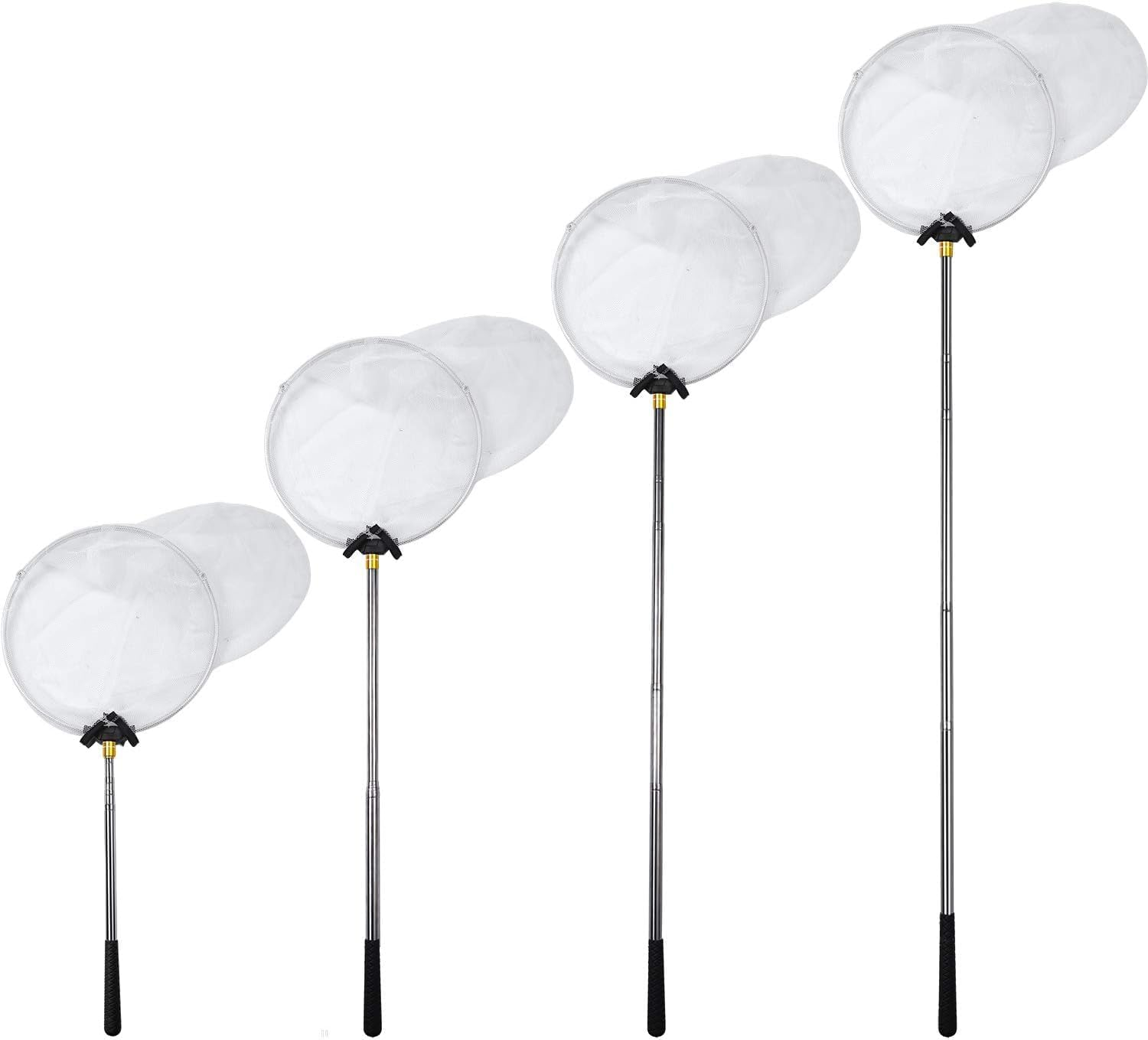 Miners2000 Telescopic Butterfly Nets Stainless Steel Kids Bug Net Outdoor Tools Insects Fishing Net with Storage Bag Extendable from 15 Inches to 59 Inches White image number 2