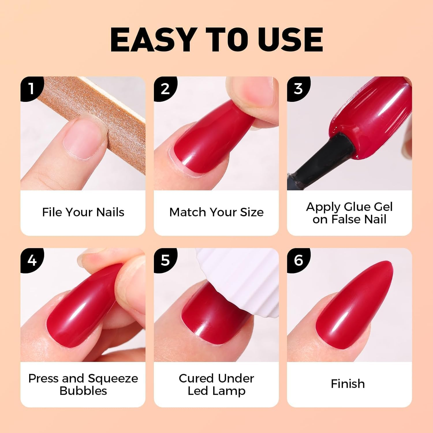 Press on Nails, 24 Colors 576PCS Medium Almond False Nails with 12 Sizes, Full Cover Press on Nails for Women, Lightweight Matte Natural Fake Nails for Nail Art Design (Almond) - Long Square image number 5