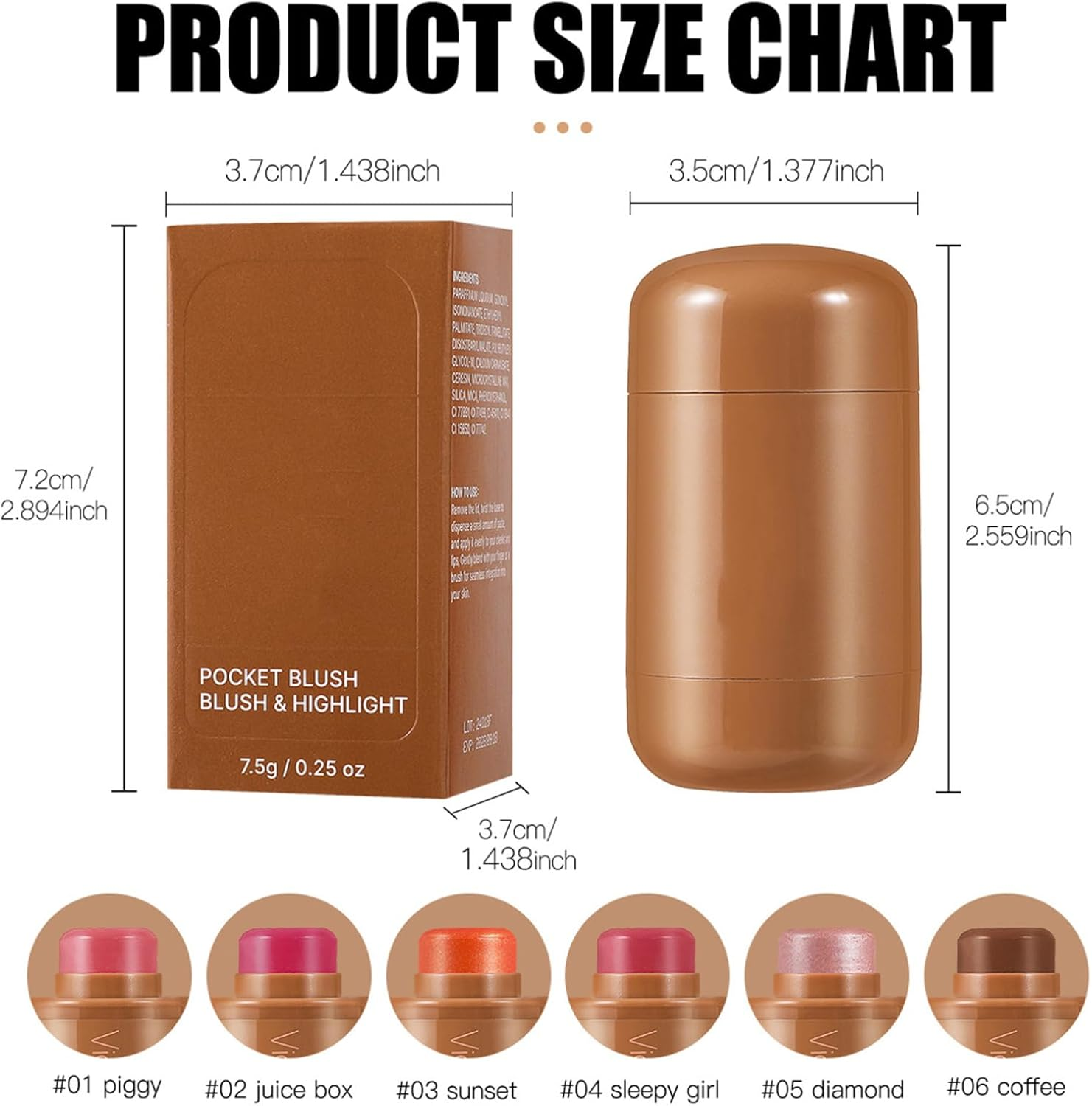 FEESHOW Cream Blush Stick, Buildable & Hydrating Multi-Use Makeup for Cheeks & Lips, Portable Color, Non-Greasy Long-Lasting Formula Peach One Size - Coffee image number 2