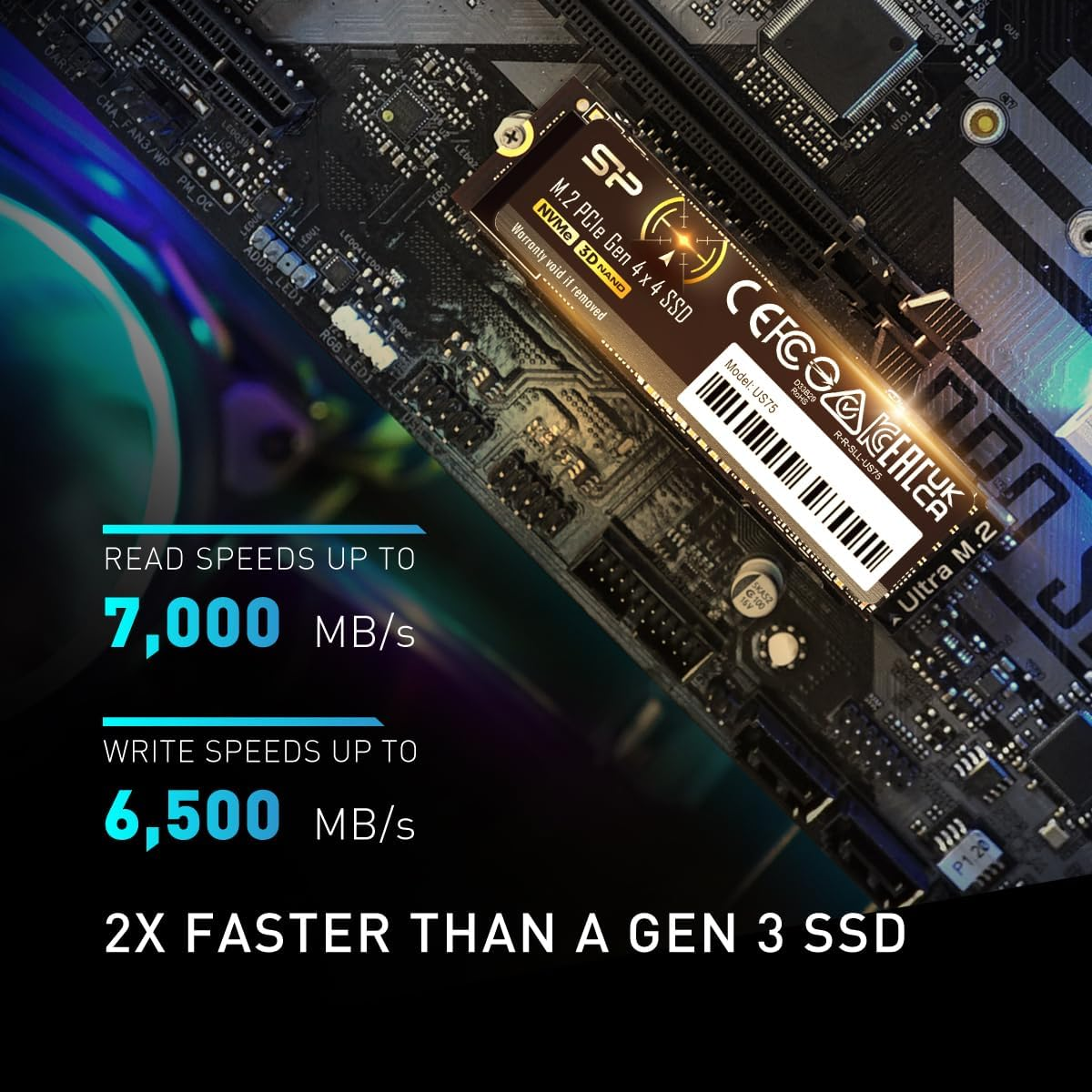 Silicon Power US75 4TB Nvme Pcie SSD, 3D TLC NAND with SLC Cache, up to 7,000Mb/S, M.2 2280 Internal Solid State Drive, Upgrade Storage for Desktop Laptop PC Computer image number 3