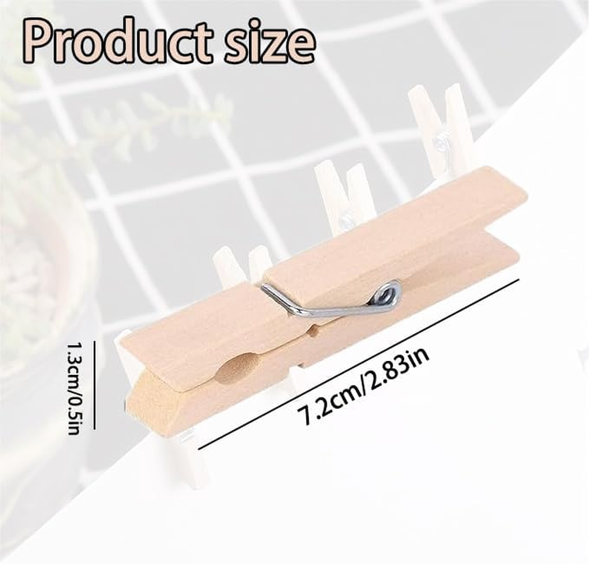 WEZCHUGHAOL 50Pcs Clothes Pins Wooden Duty Wood Clips for Hanging Clothes Pictures Outdoor Wood Pins for DIY Crafts image number 2